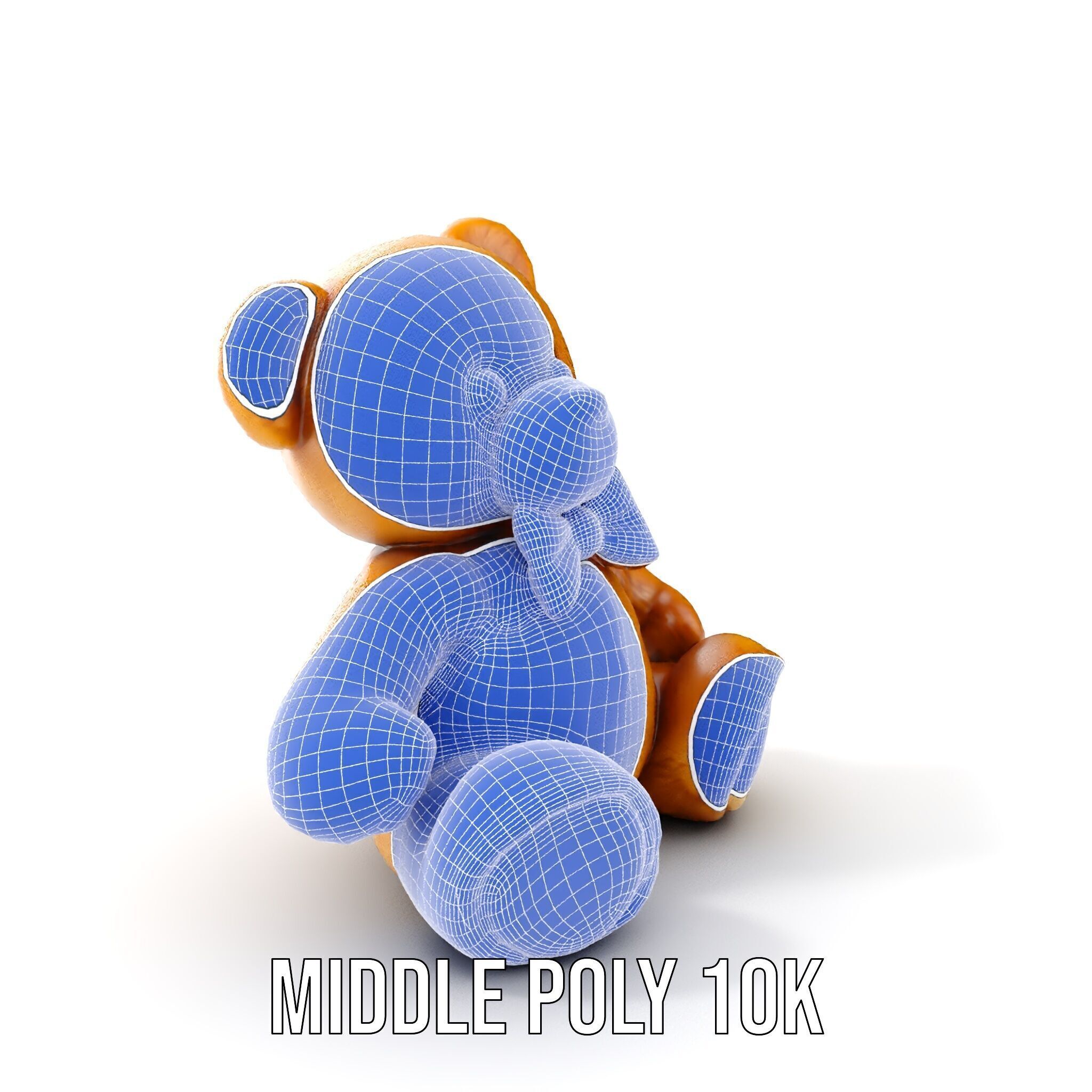 Fluffy Teddy Bear with Bow Model Pack Low-poly 3D model_9