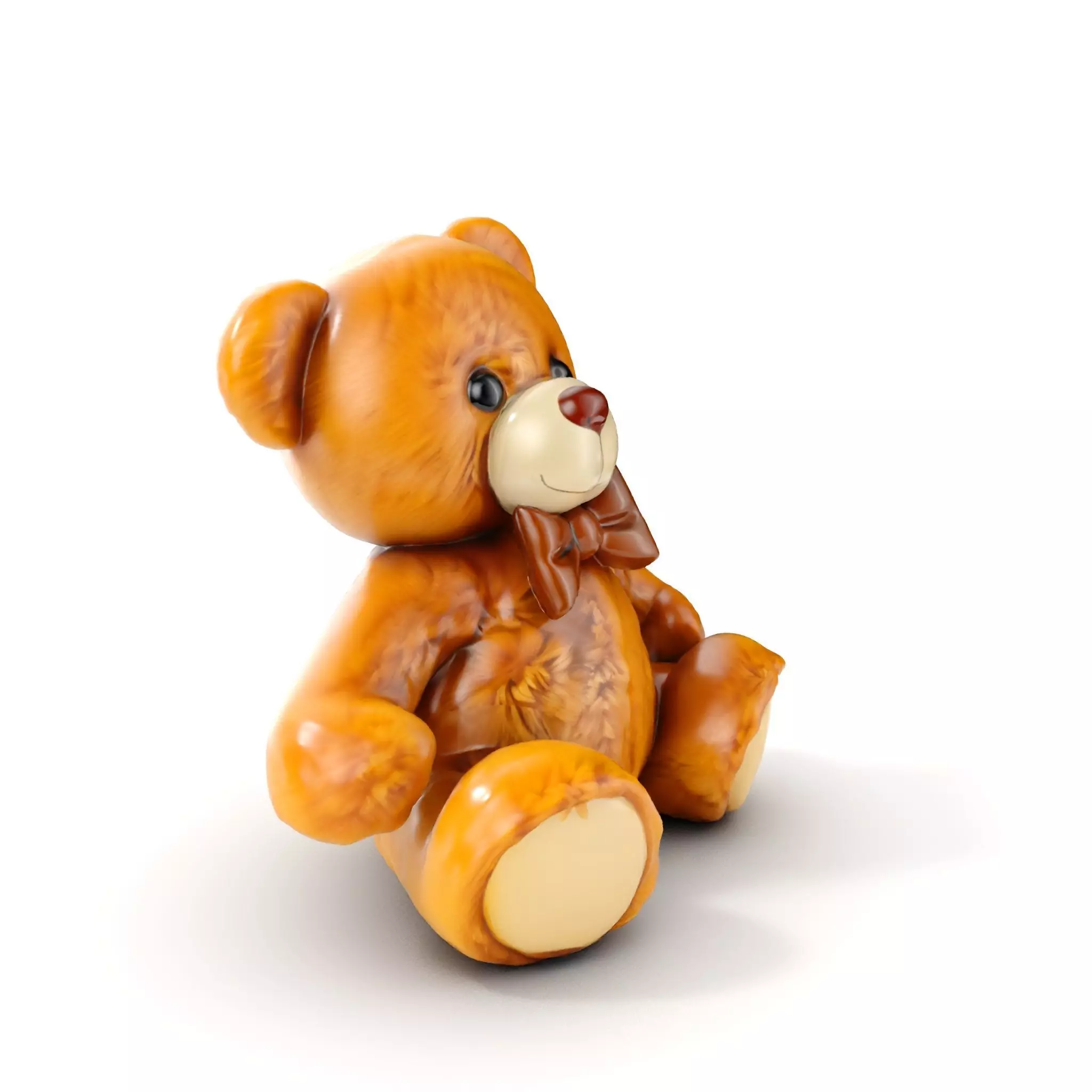 Fluffy Teddy Bear with Bow Model Pack Low-poly 3D model_0