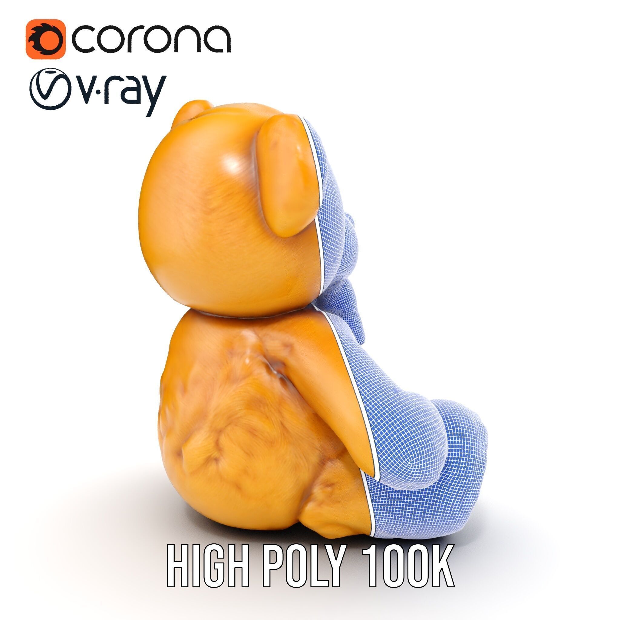 Fluffy Teddy Bear with Bow Model Pack Low-poly 3D model_38