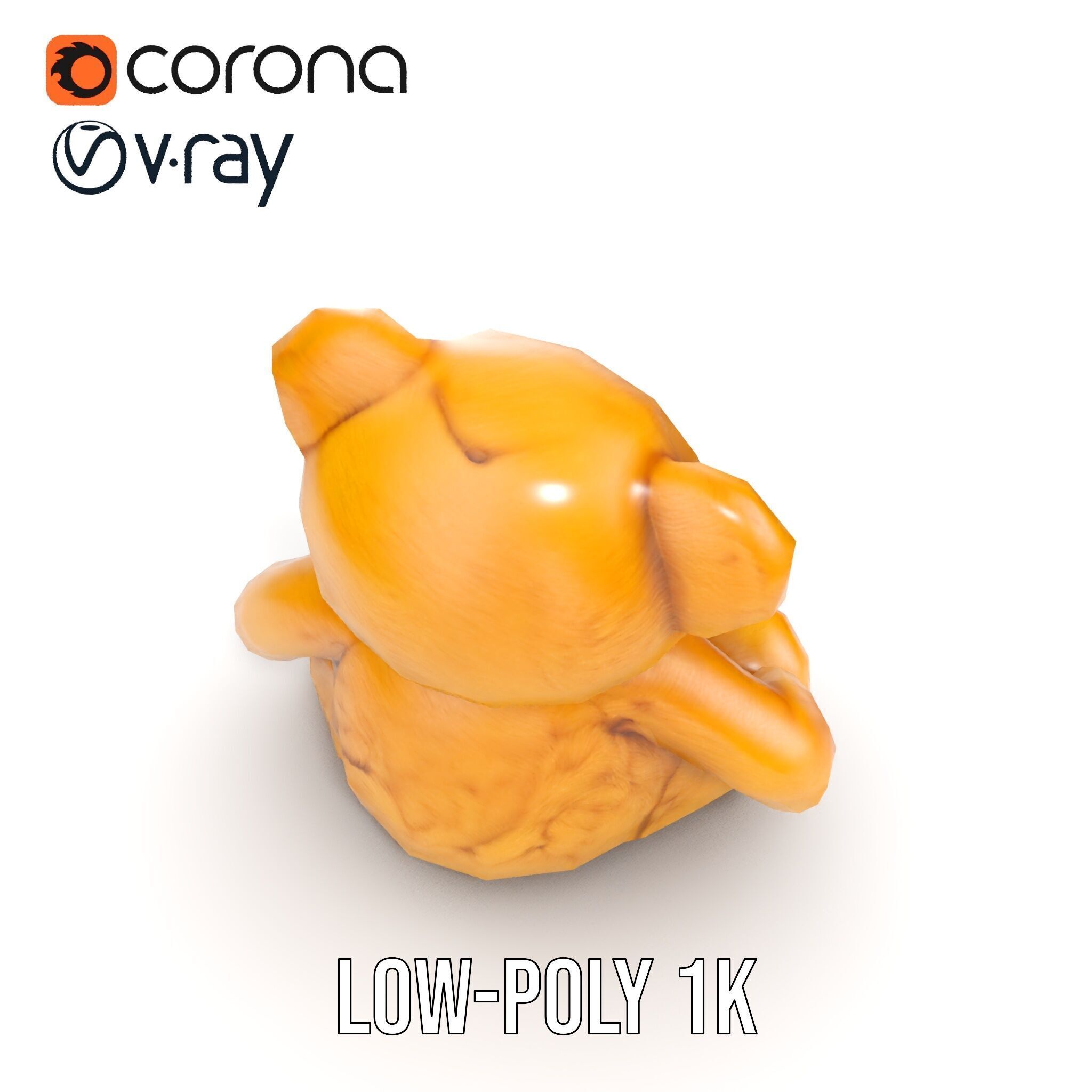 Fluffy Teddy Bear with Bow Model Pack Low-poly 3D model_23