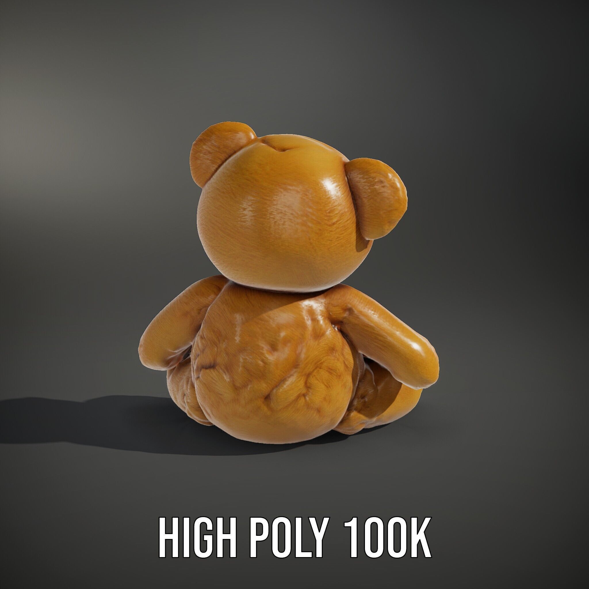 Fluffy Teddy Bear with Bow Model Pack Low-poly 3D model_8