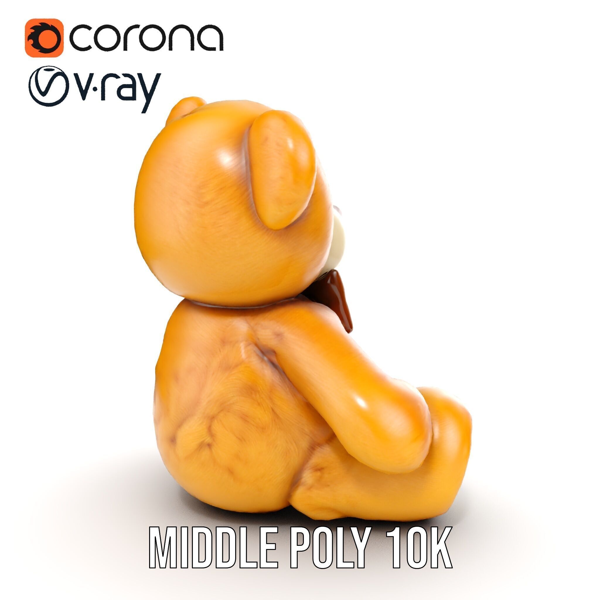 Fluffy Teddy Bear with Bow Model Pack Low-poly 3D model_20