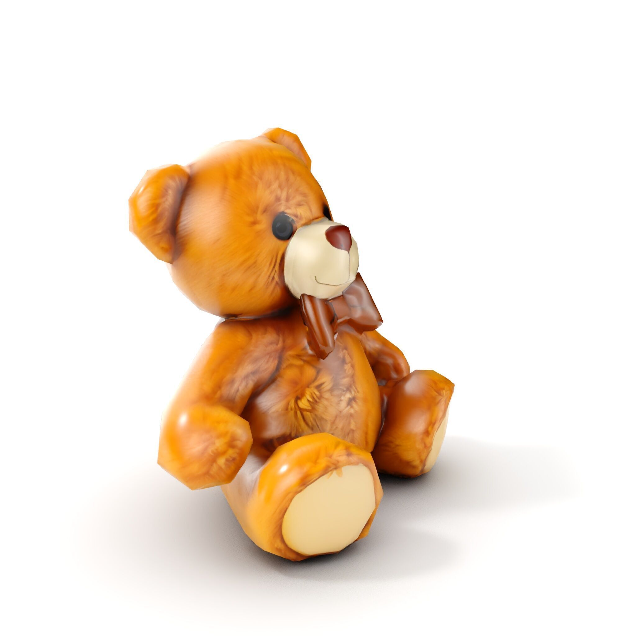 Fluffy Teddy Bear with Bow Model Pack Low-poly 3D model_7