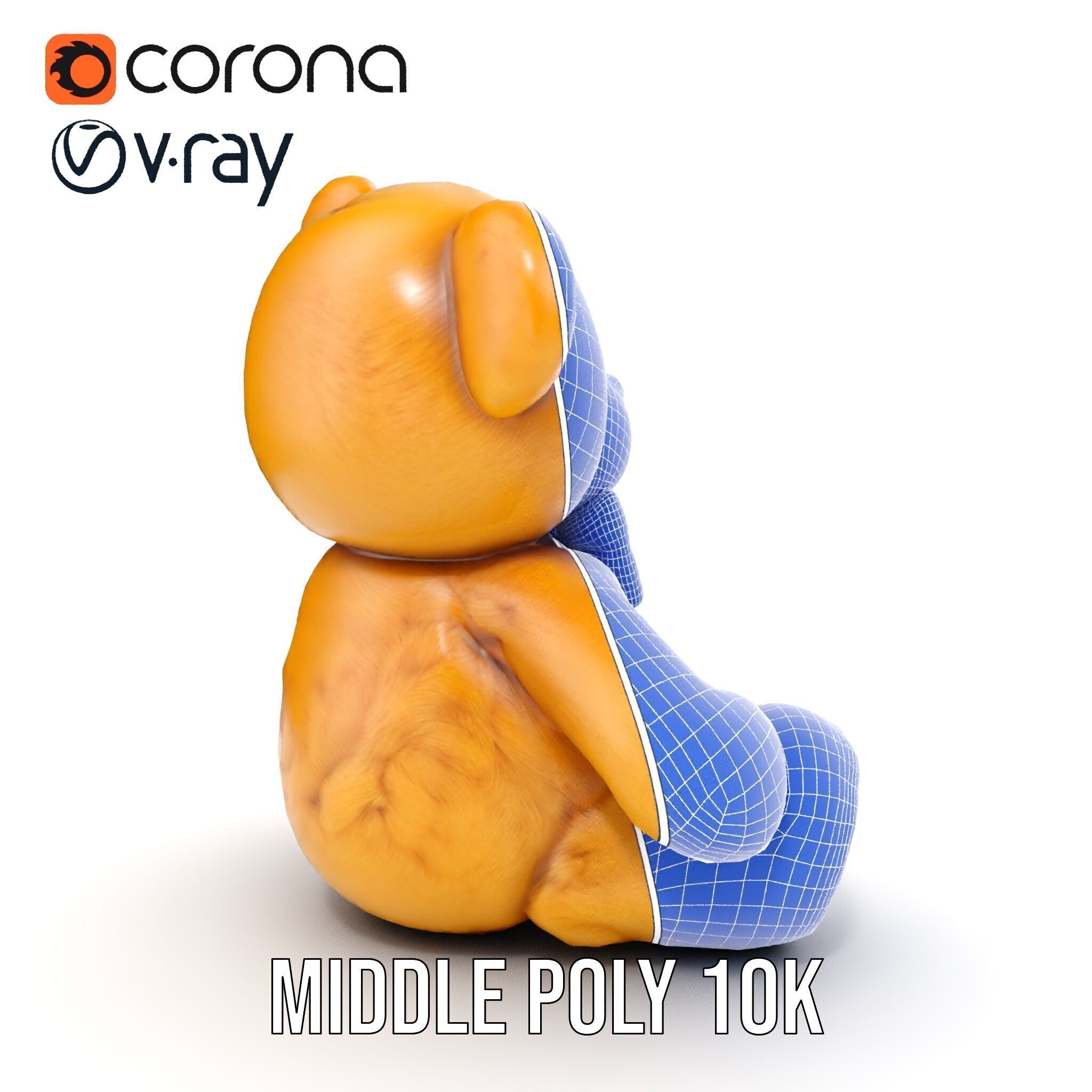 Fluffy Teddy Bear with Bow Model Pack Low-poly 3D model_25