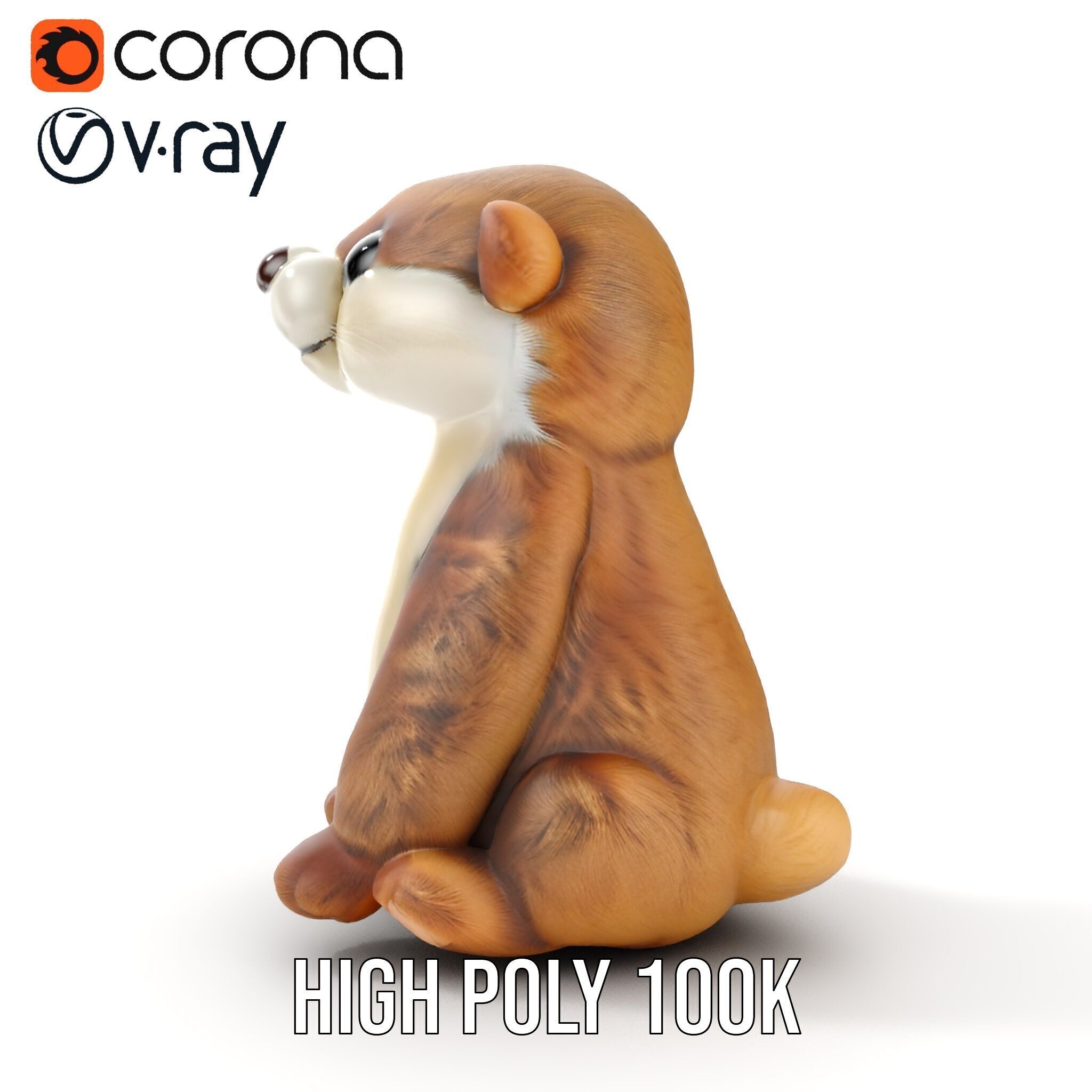 Cute Otter Plush Toy Model Pack Low-poly 3D model_22