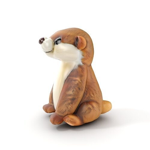 Cute Otter Plush Toy Model Pack Low-poly 3D model
