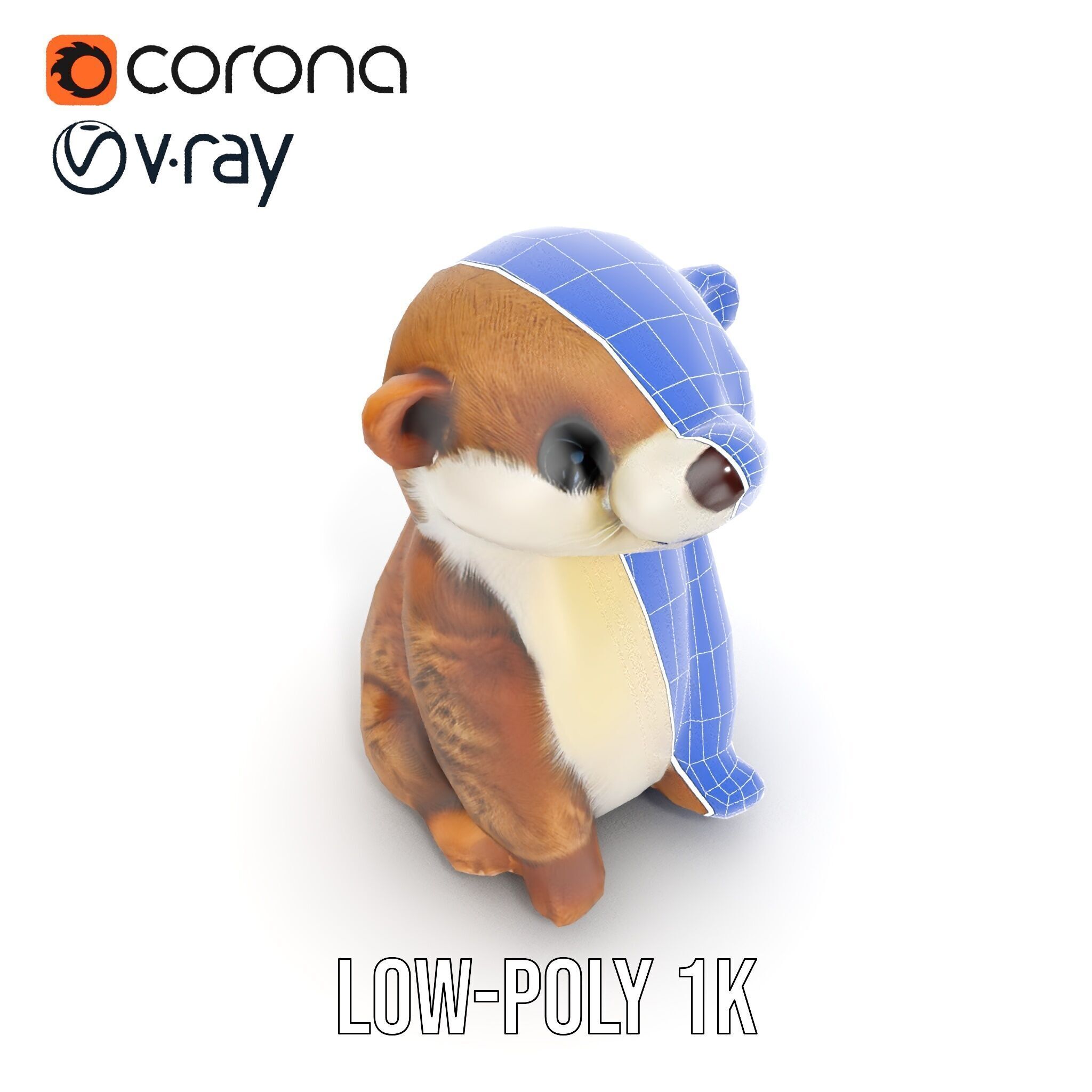 Cute Otter Plush Toy Model Pack Low-poly 3D model_32