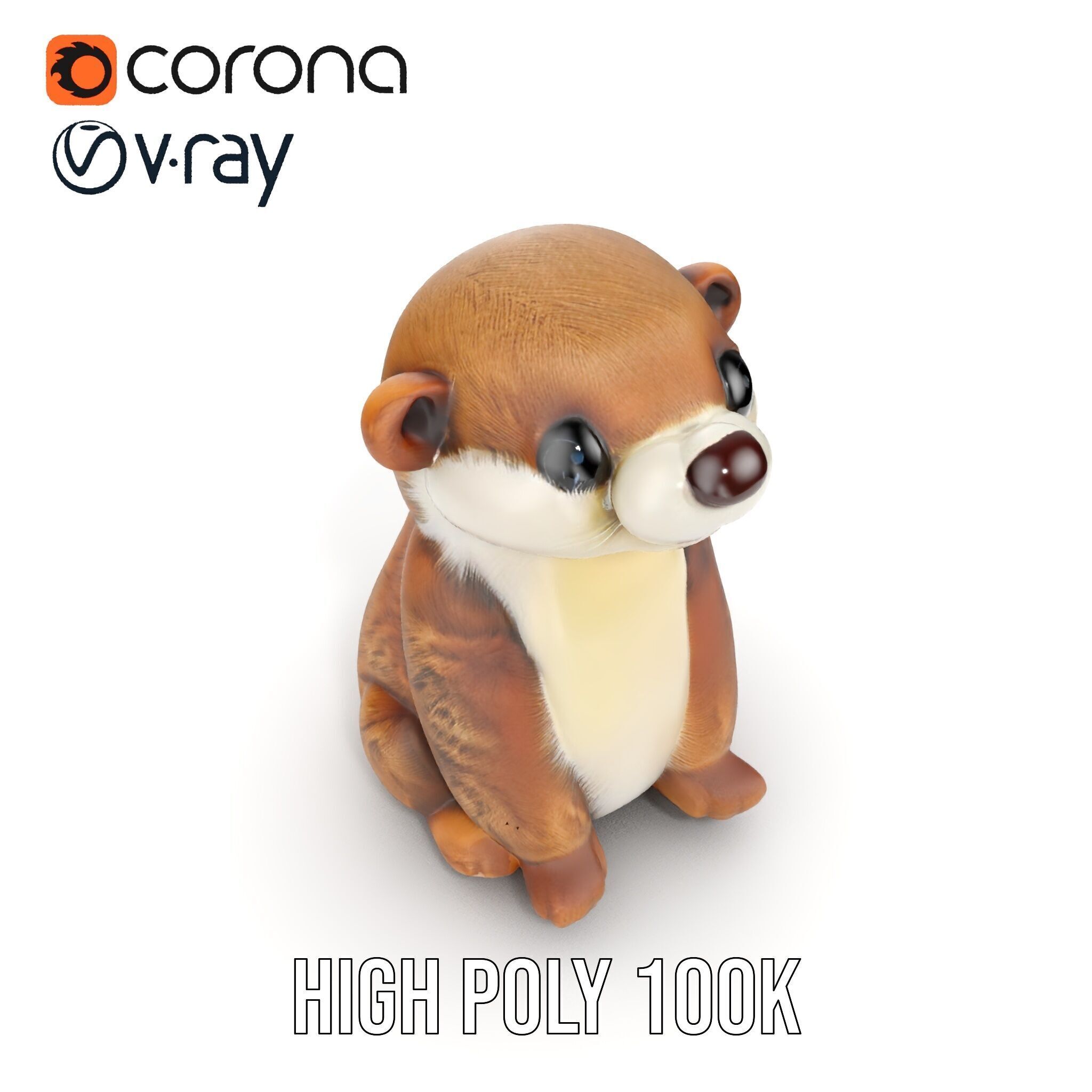 Cute Otter Plush Toy Model Pack Low-poly 3D model_25