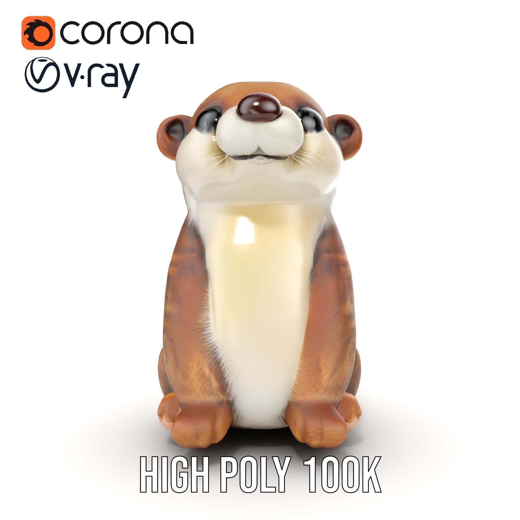 Cute Otter Plush Toy Model Pack Low-poly 3D model_19