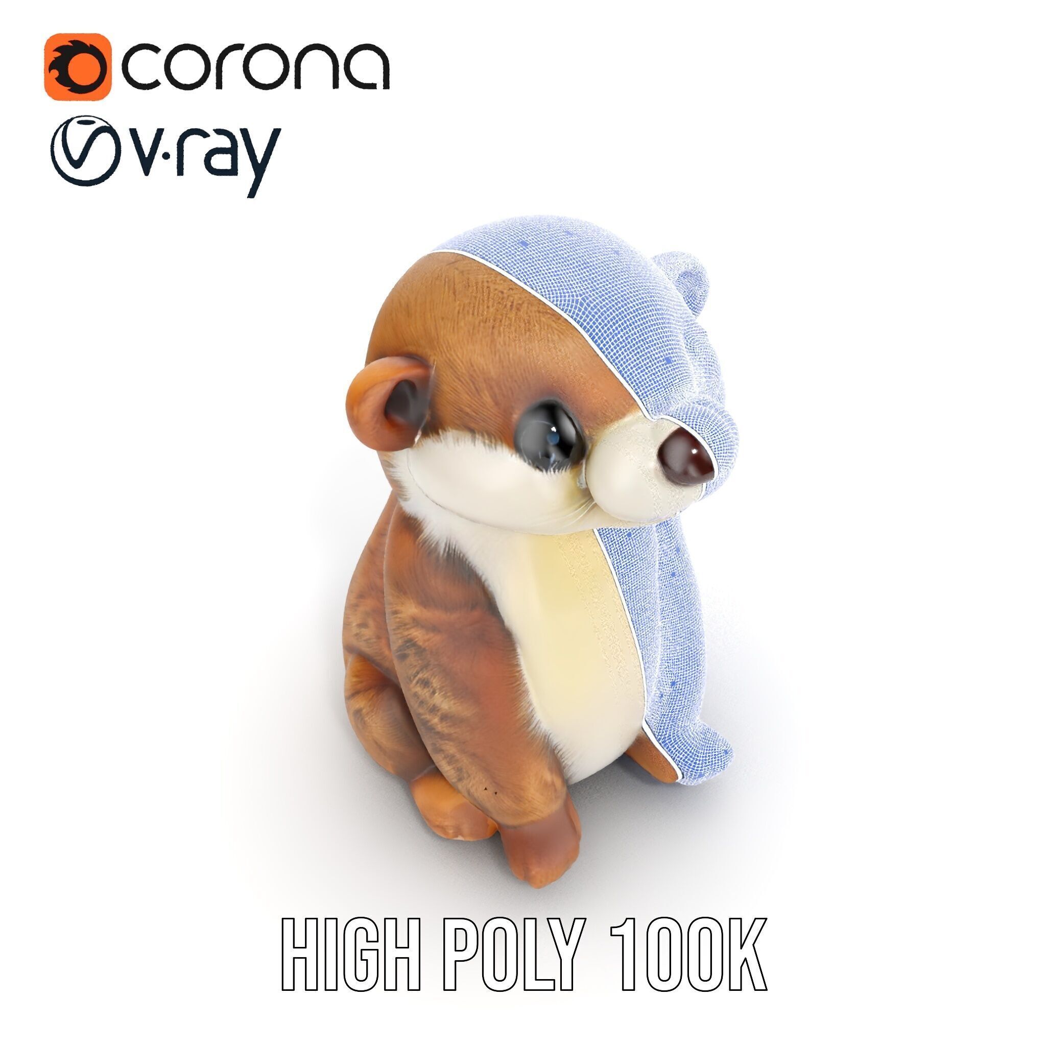 Cute Otter Plush Toy Model Pack Low-poly 3D model_38
