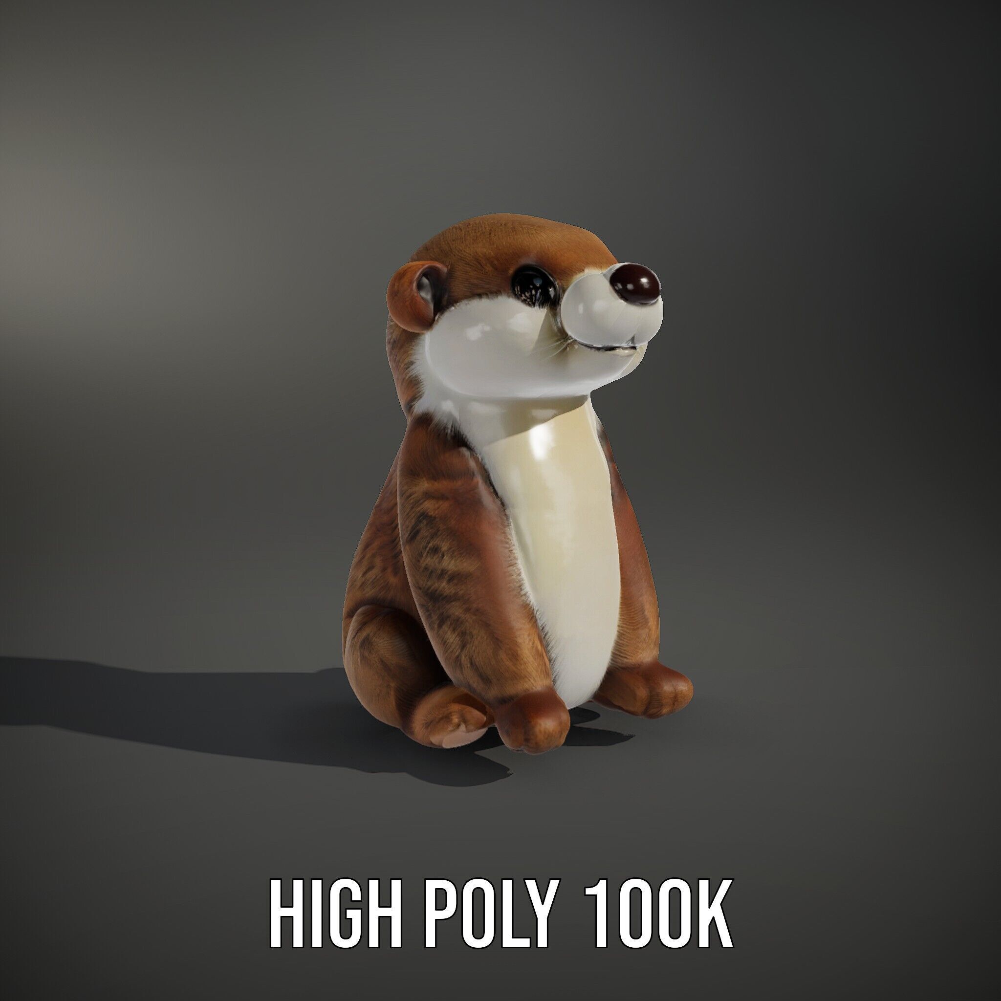 Cute Otter Plush Toy Model Pack Low-poly 3D model_11