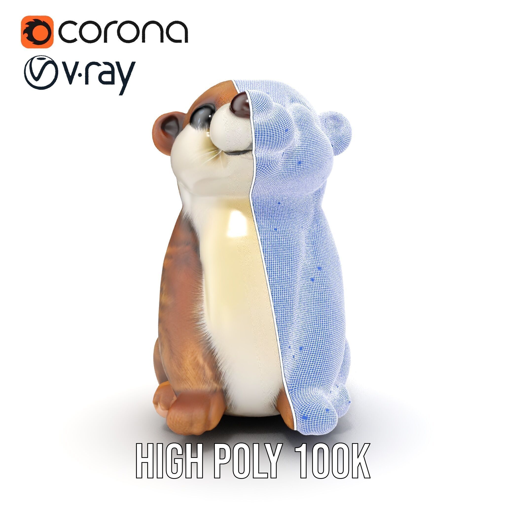 Cute Otter Plush Toy Model Pack Low-poly 3D model_36