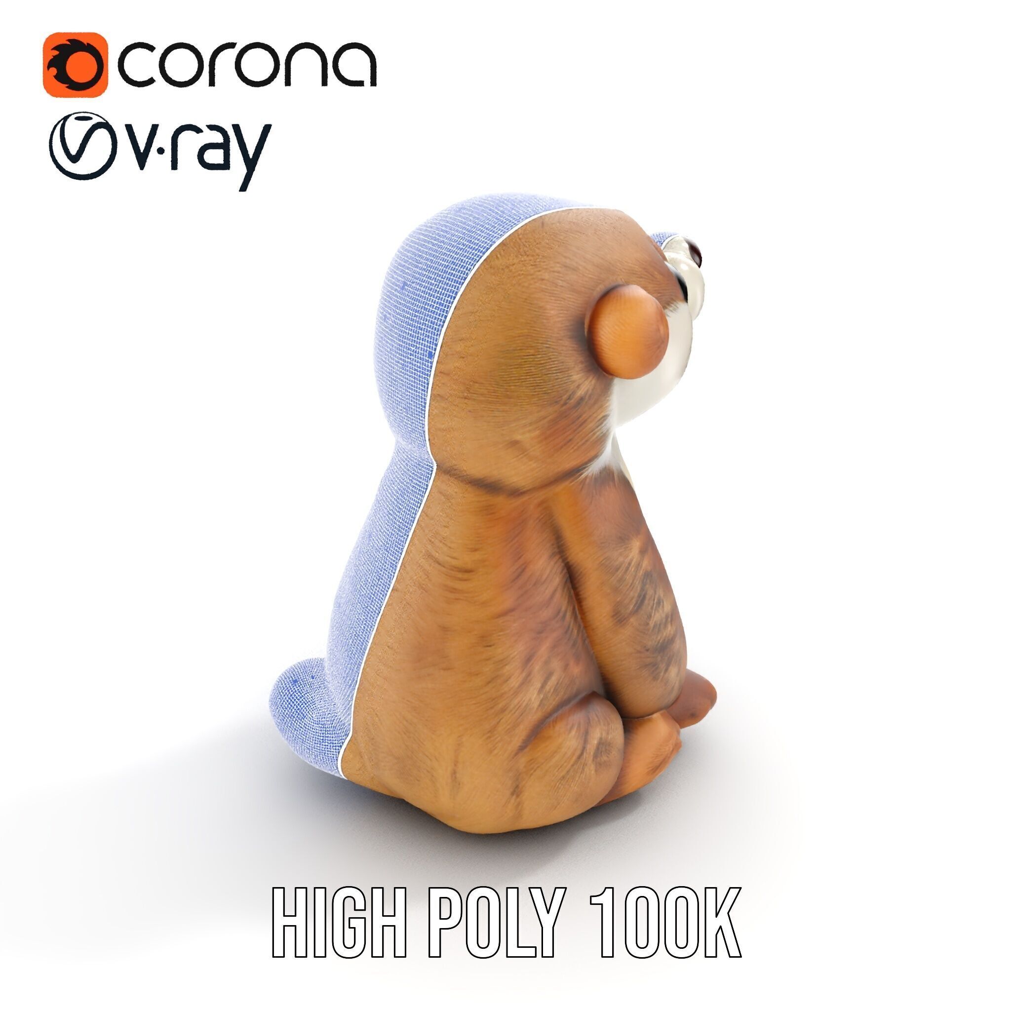 Cute Otter Plush Toy Model Pack Low-poly 3D model_37