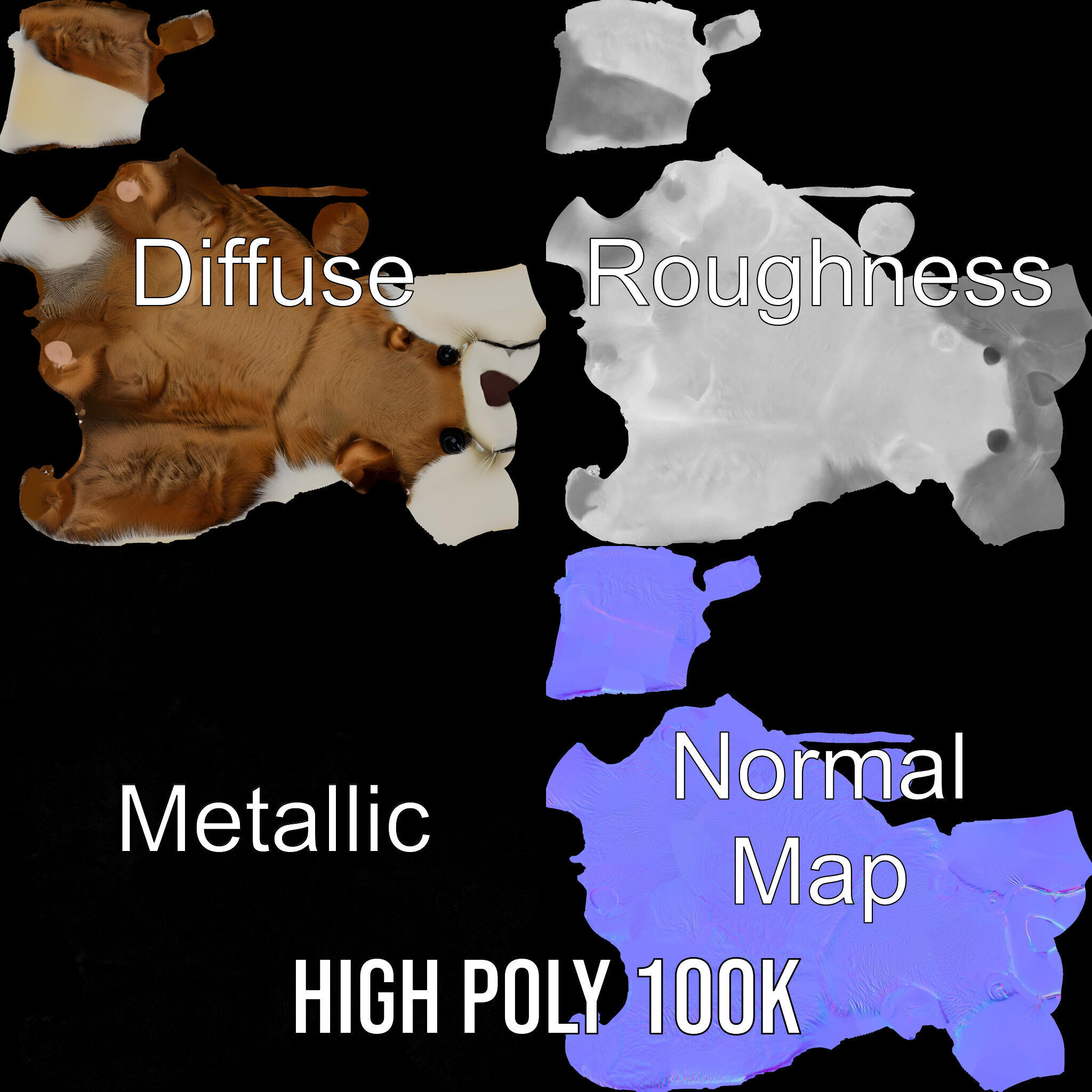 Cute Otter Plush Toy Model Pack Low-poly 3D model_3