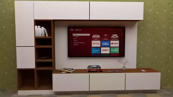 Modern Wooden TV Cabinet Low Poly Game Ready 3D Model 3D model
