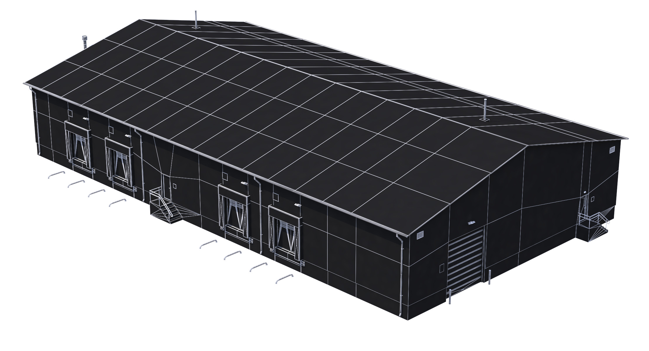 Industrial Building 8 Green Low-poly 3D model_11