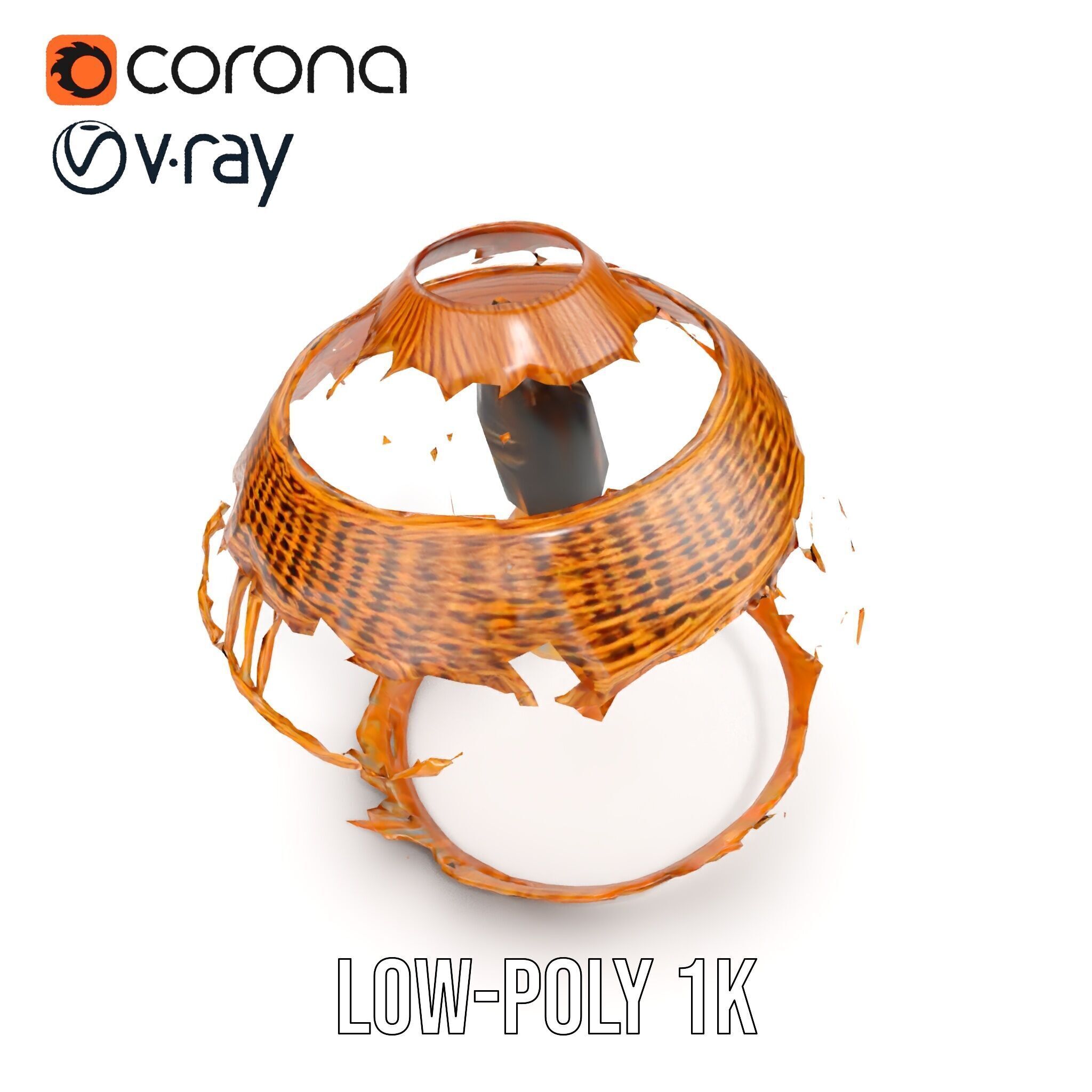 Wicker Basket Pendant Light Model Pack for Interiors Low-poly 3D model_14