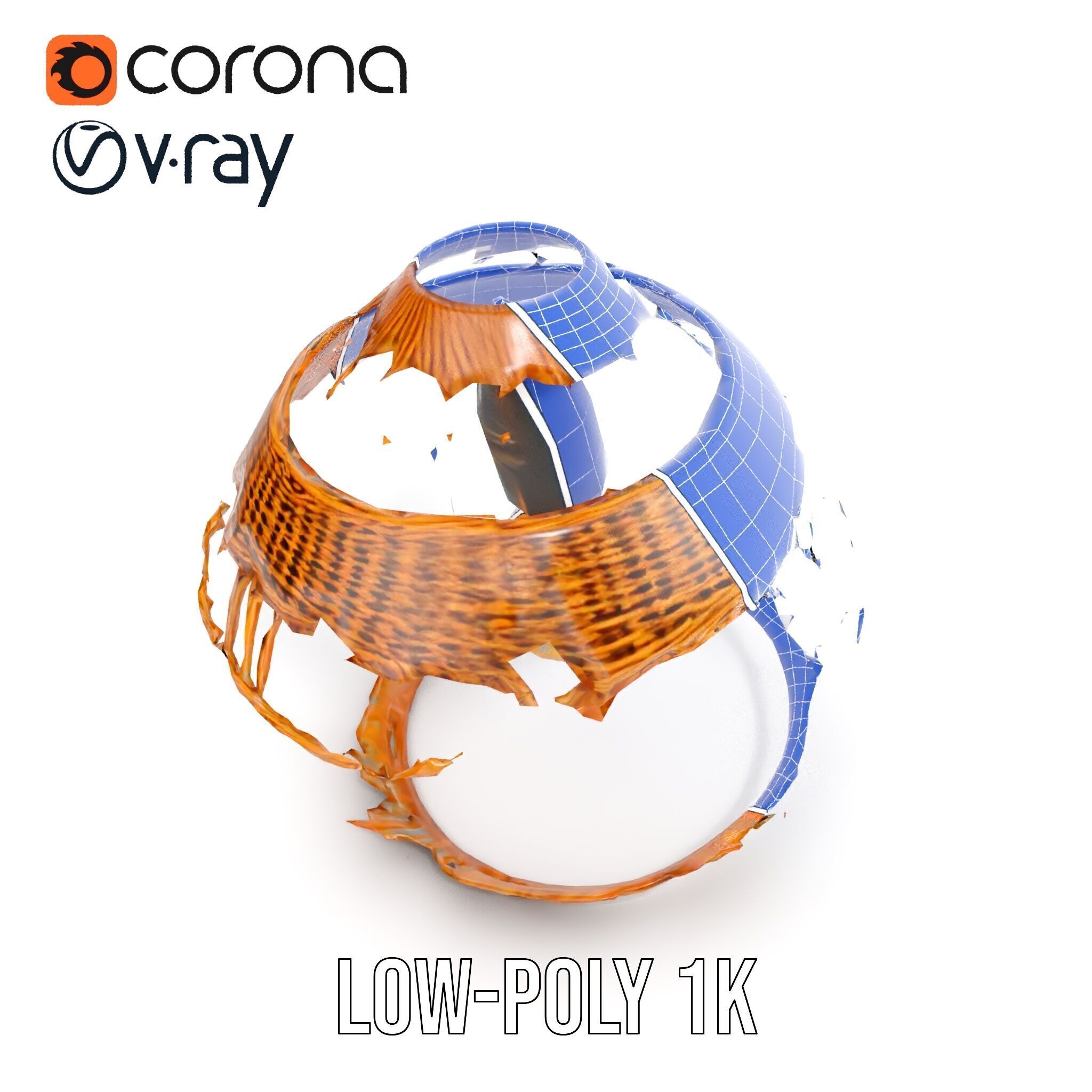 Wicker Basket Pendant Light Model Pack for Interiors Low-poly 3D model_26