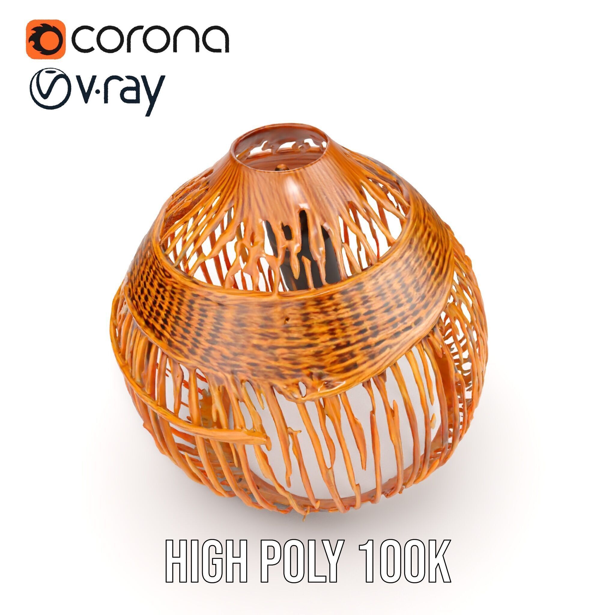 Wicker Basket Pendant Light Model Pack for Interiors Low-poly 3D model_15