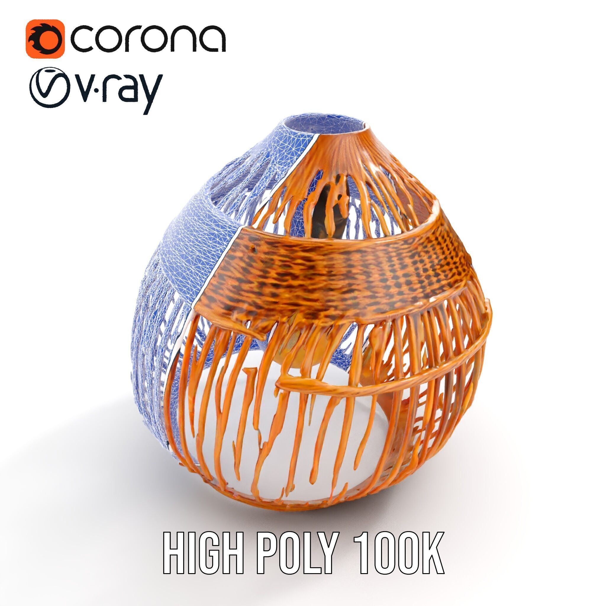 Wicker Basket Pendant Light Model Pack for Interiors Low-poly 3D model_18