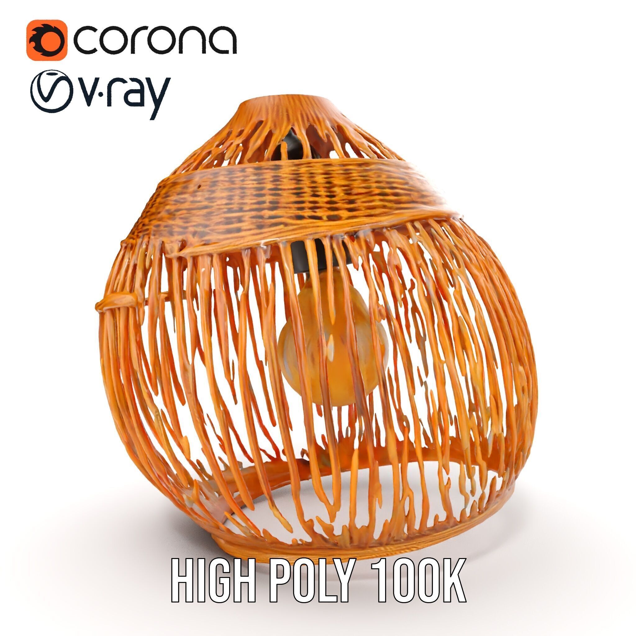 Wicker Basket Pendant Light Model Pack for Interiors Low-poly 3D model_9