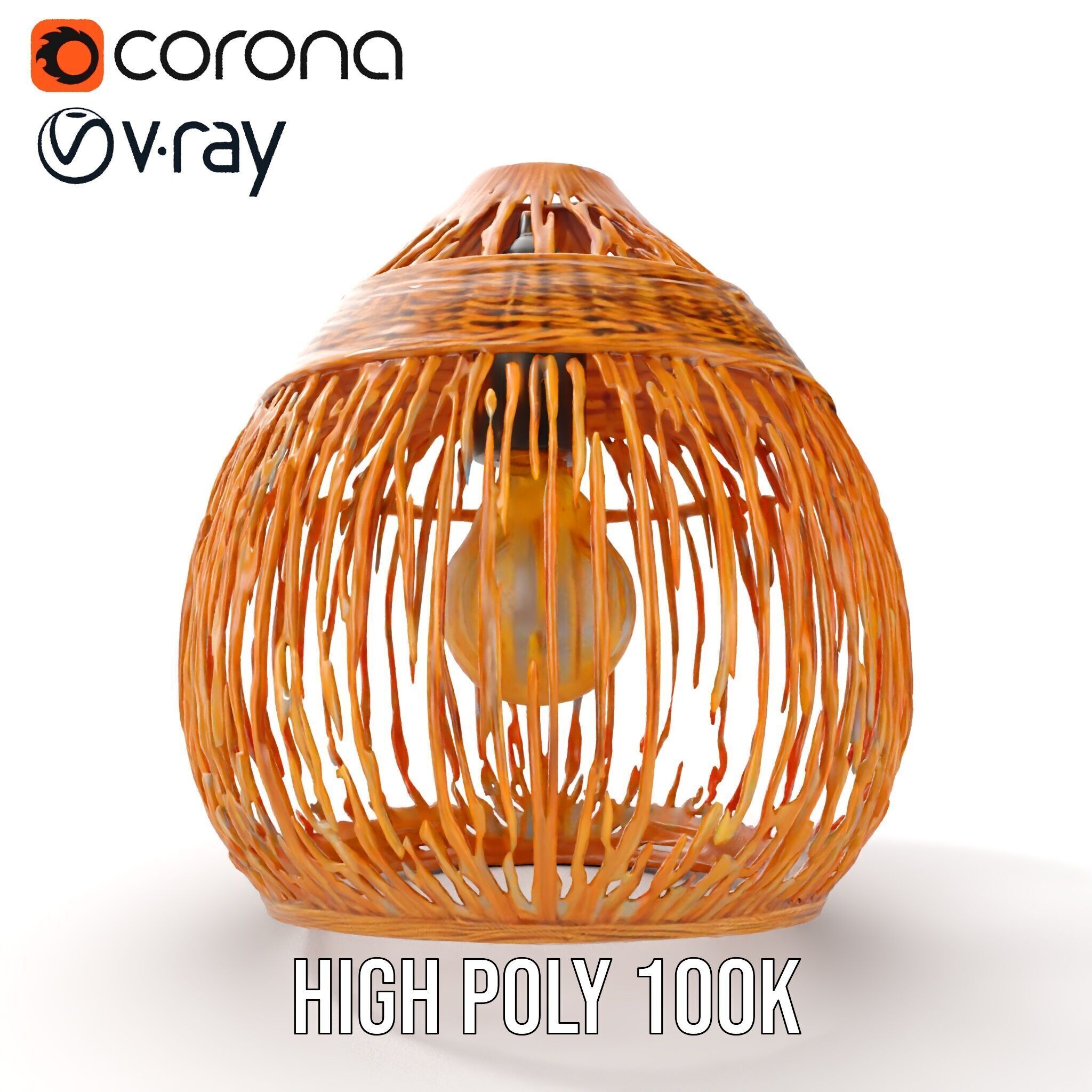 Wicker Basket Pendant Light Model Pack for Interiors Low-poly 3D model_21