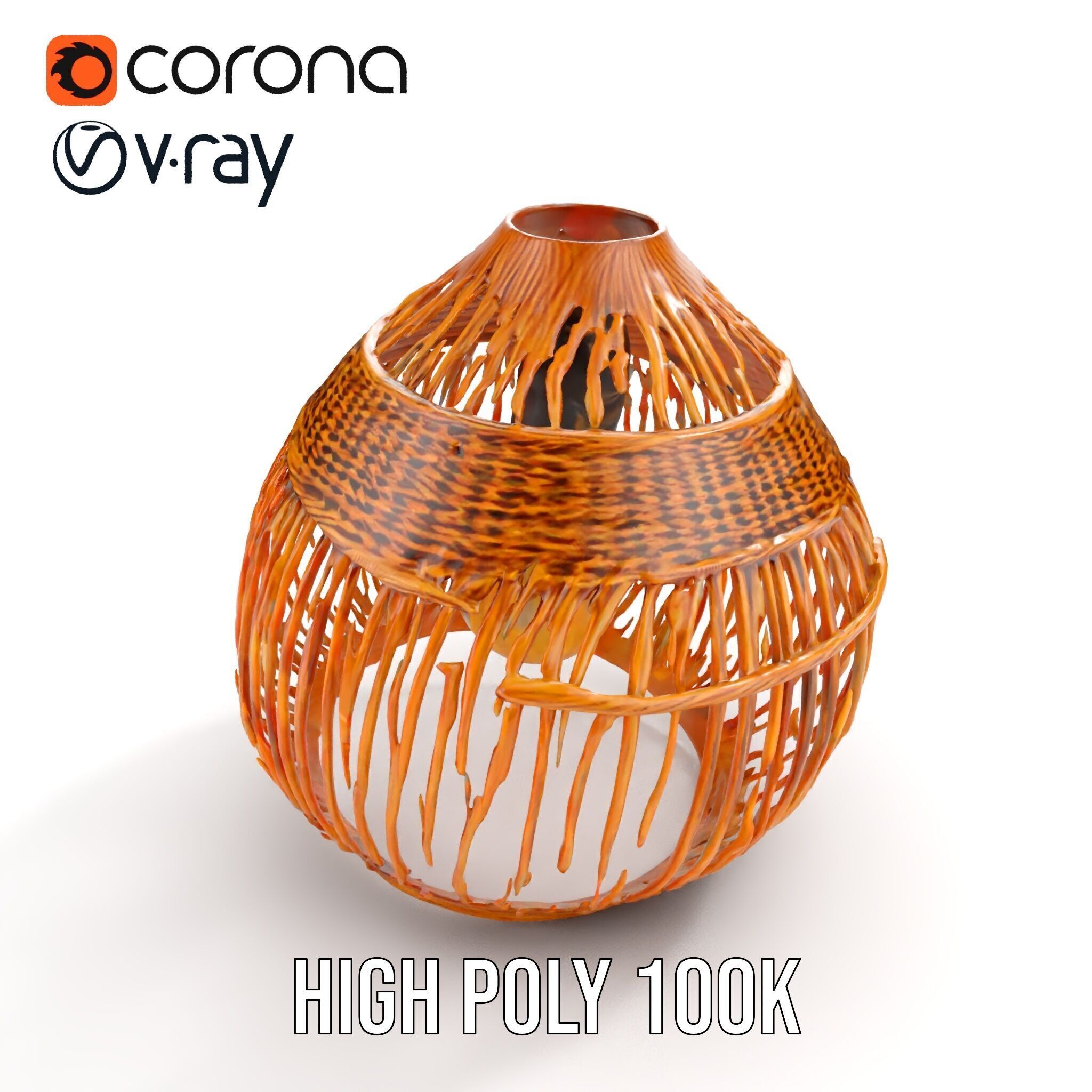 Wicker Basket Pendant Light Model Pack for Interiors Low-poly 3D model_11