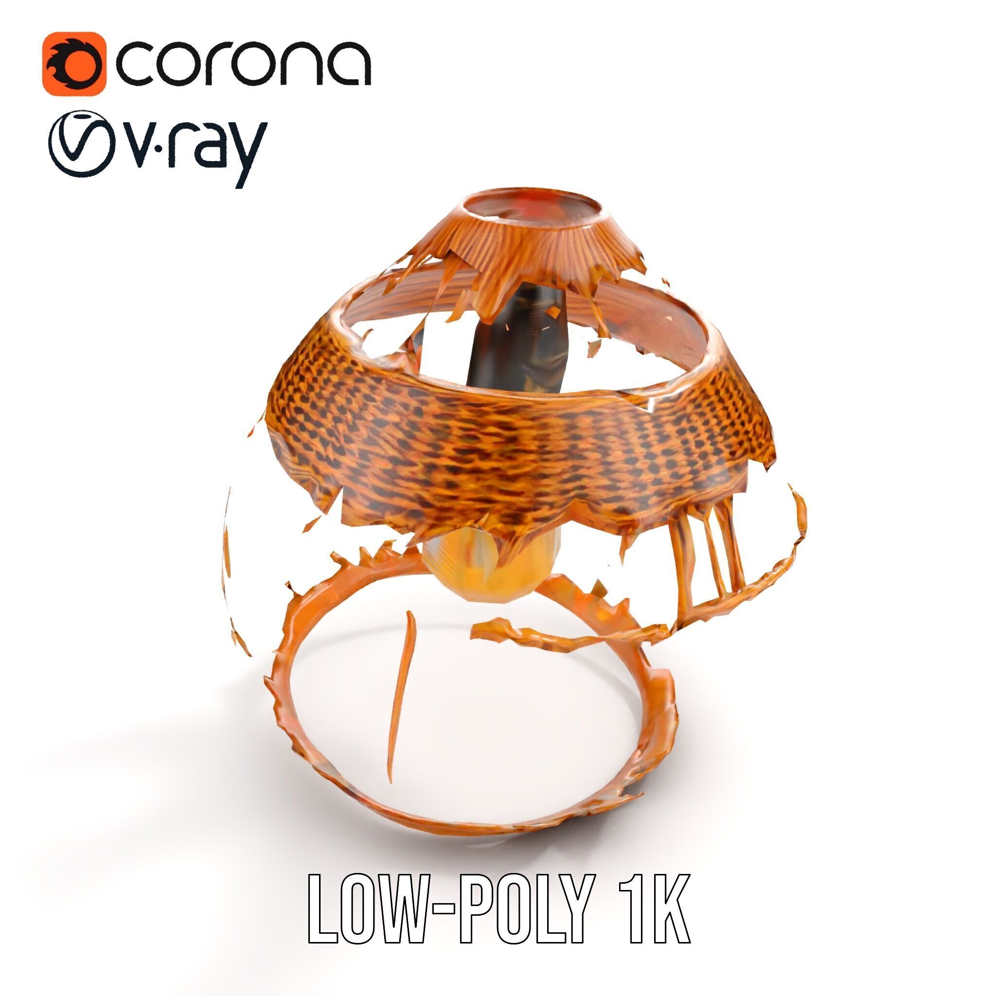 Wicker Basket Pendant Light Model Pack for Interiors Low-poly 3D model_12