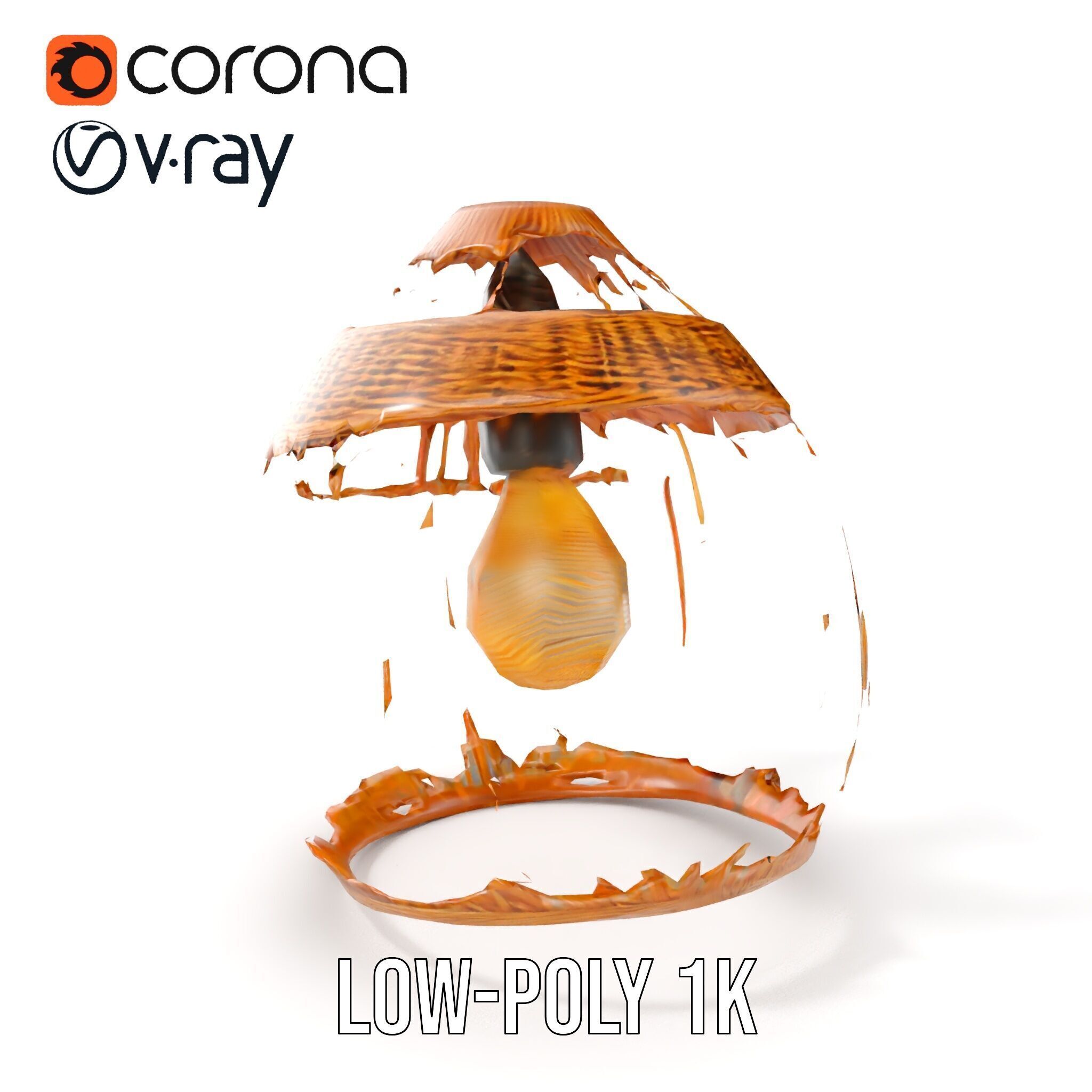 Wicker Basket Pendant Light Model Pack for Interiors Low-poly 3D model_7