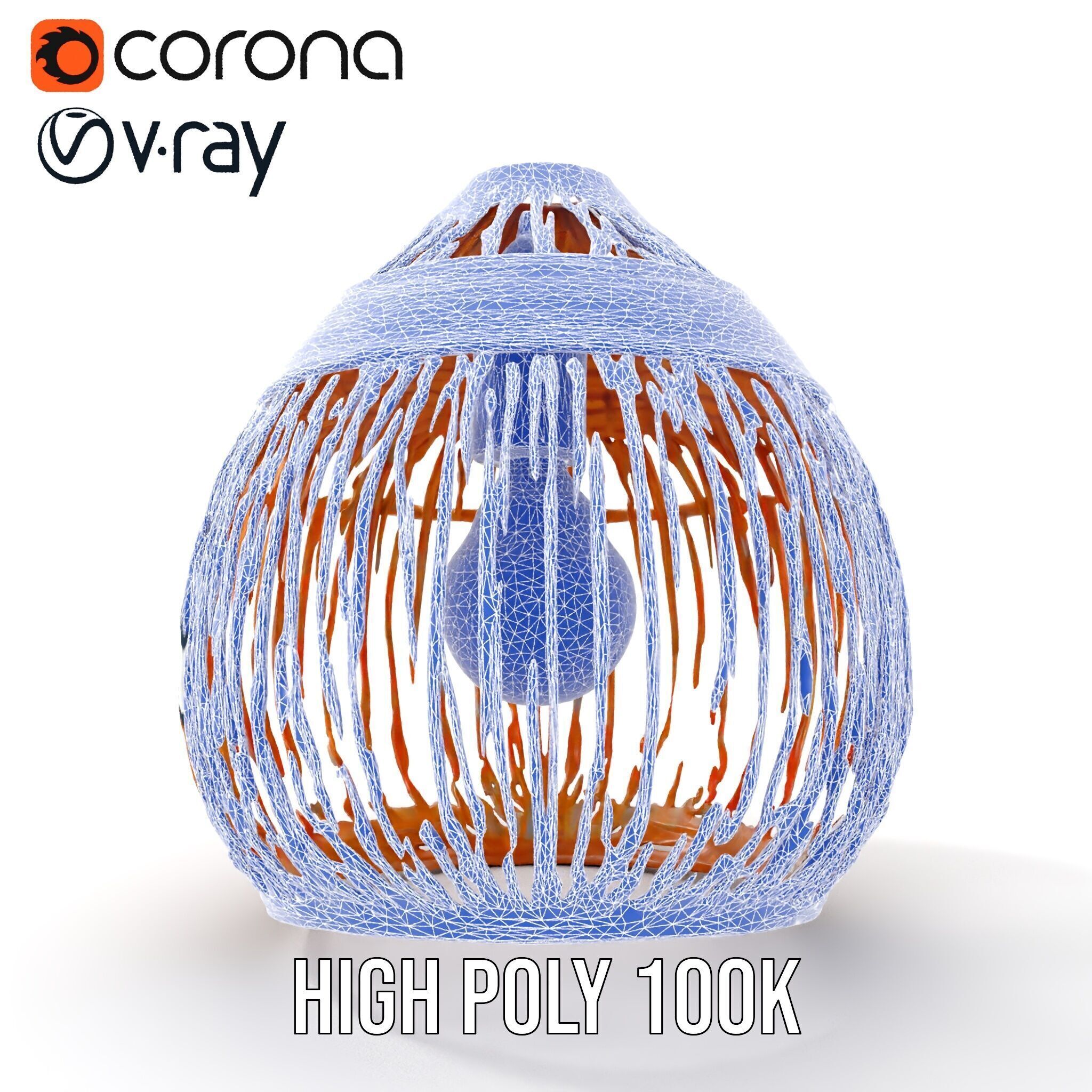 Wicker Basket Pendant Light Model Pack for Interiors Low-poly 3D model_32