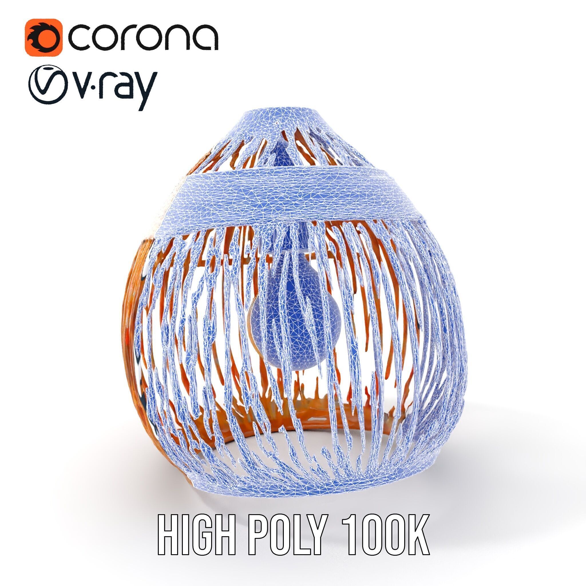 Wicker Basket Pendant Light Model Pack for Interiors Low-poly 3D model_25