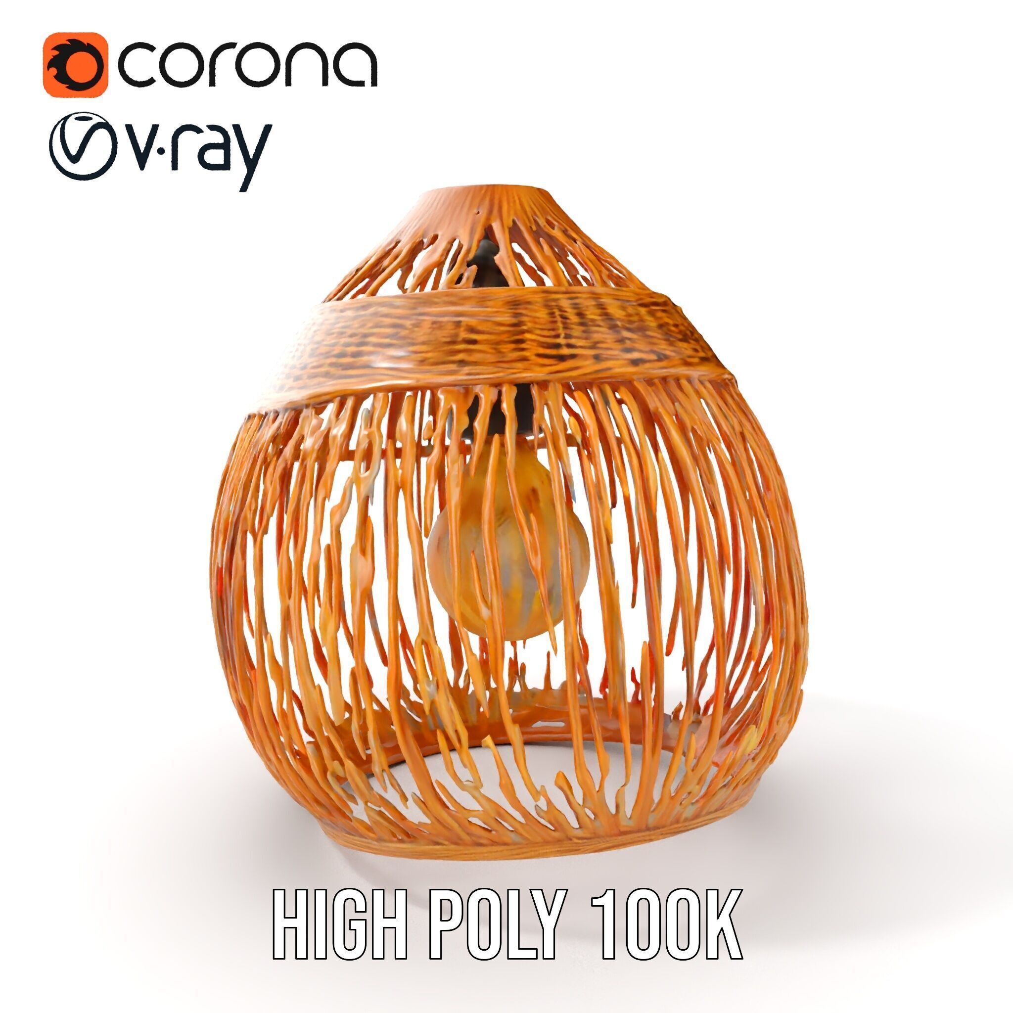 Wicker Basket Pendant Light Model Pack for Interiors Low-poly 3D model_6