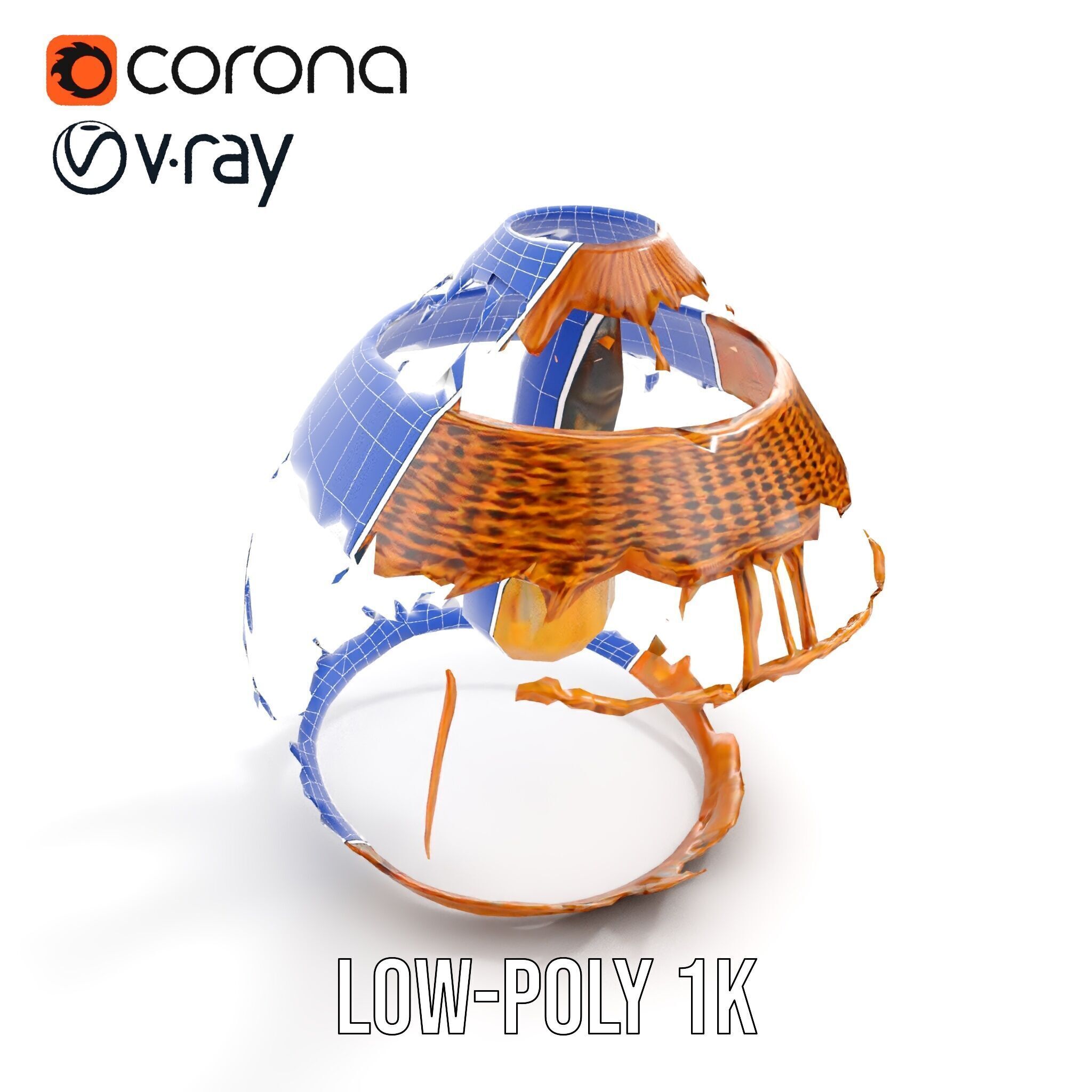 Wicker Basket Pendant Light Model Pack for Interiors Low-poly 3D model_20