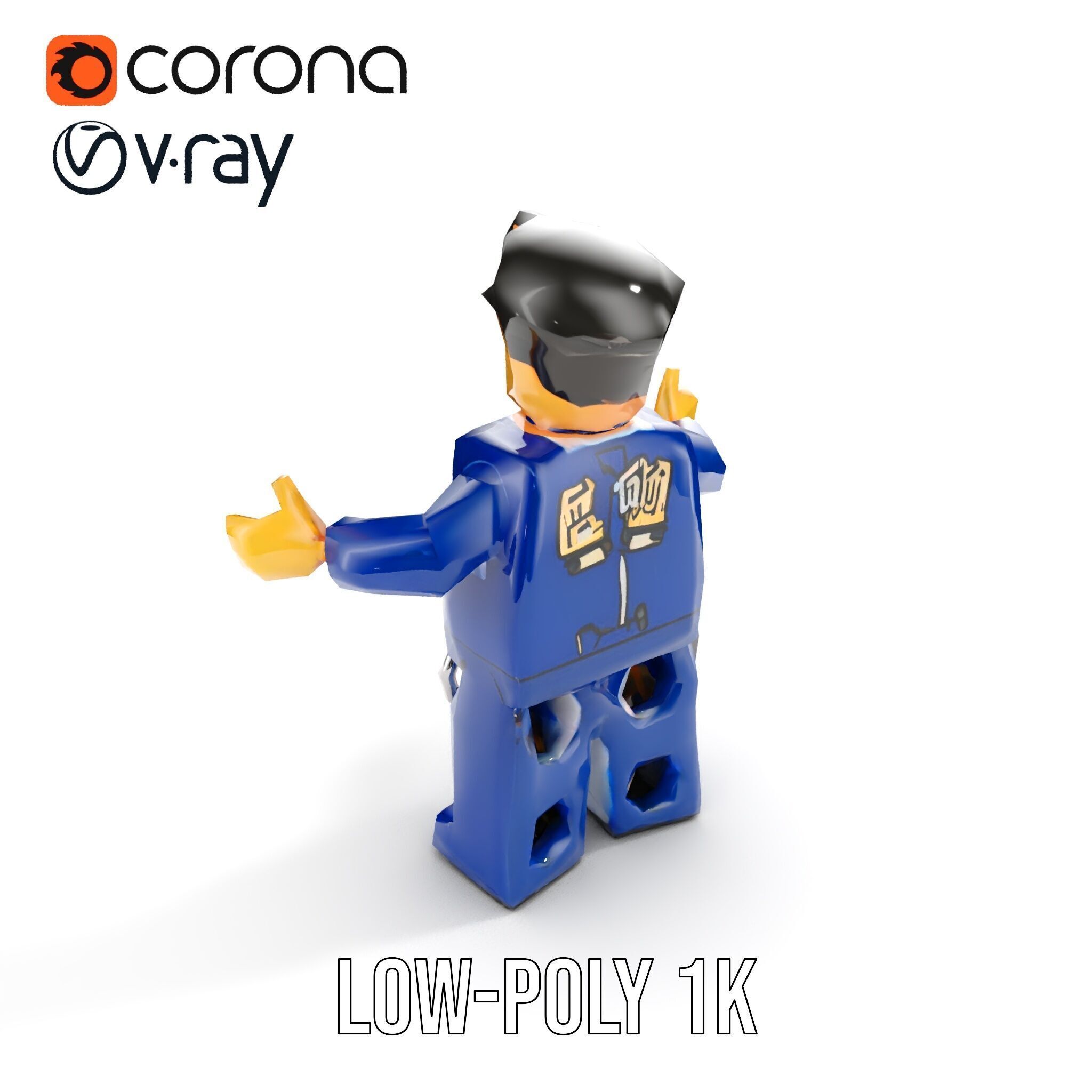 Cartoony Police Officer Rigged and Animated D Character Model Low-poly 3D model_18