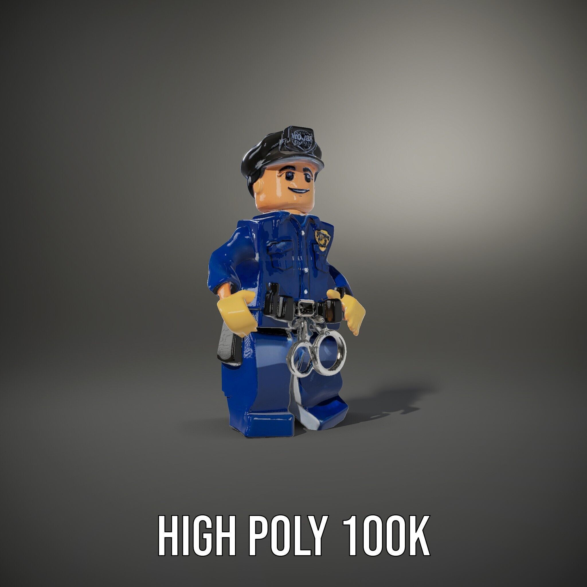 Cartoony Police Officer Rigged and Animated D Character Model Low-poly 3D model_14