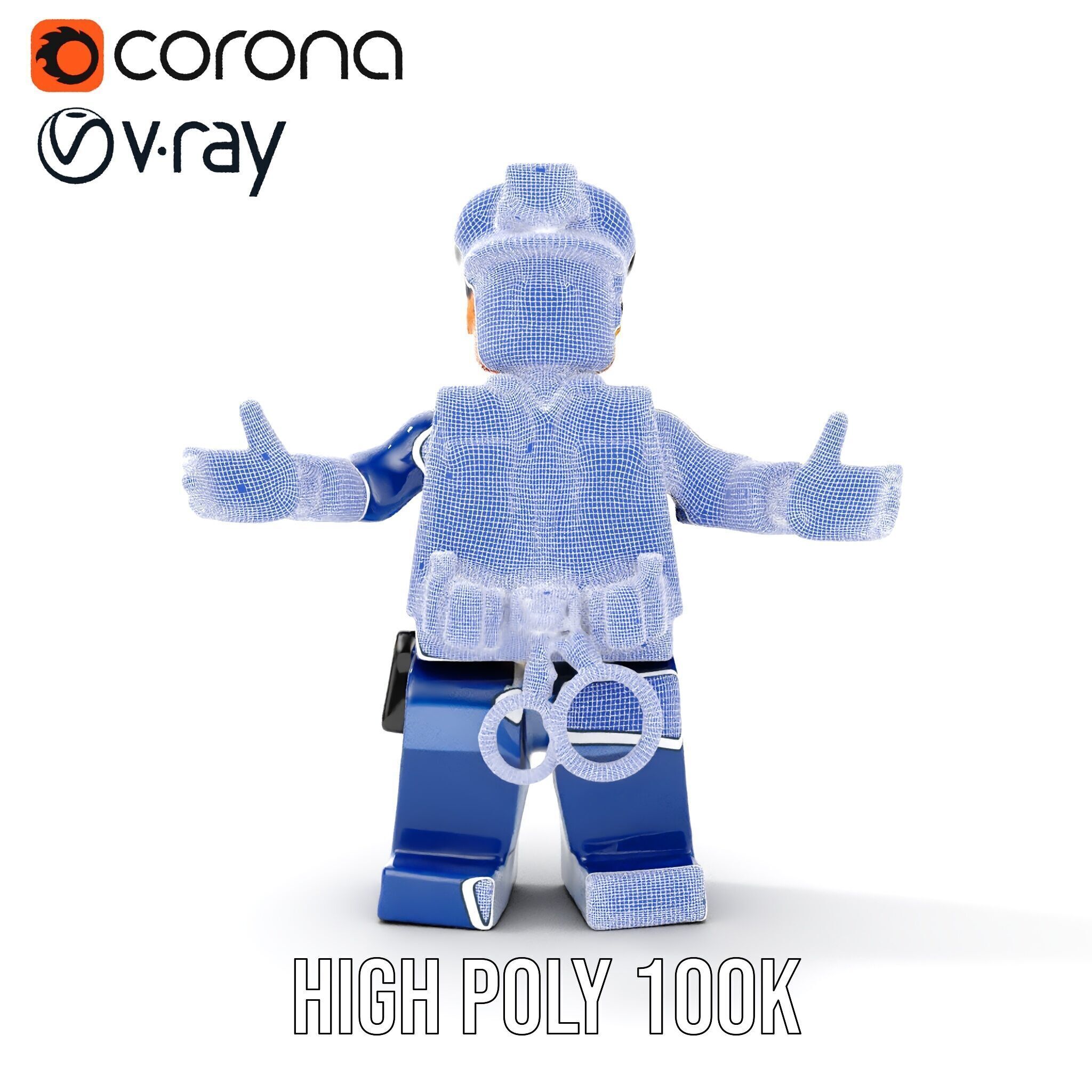 Cartoony Police Officer Rigged and Animated D Character Model Low-poly 3D model_39