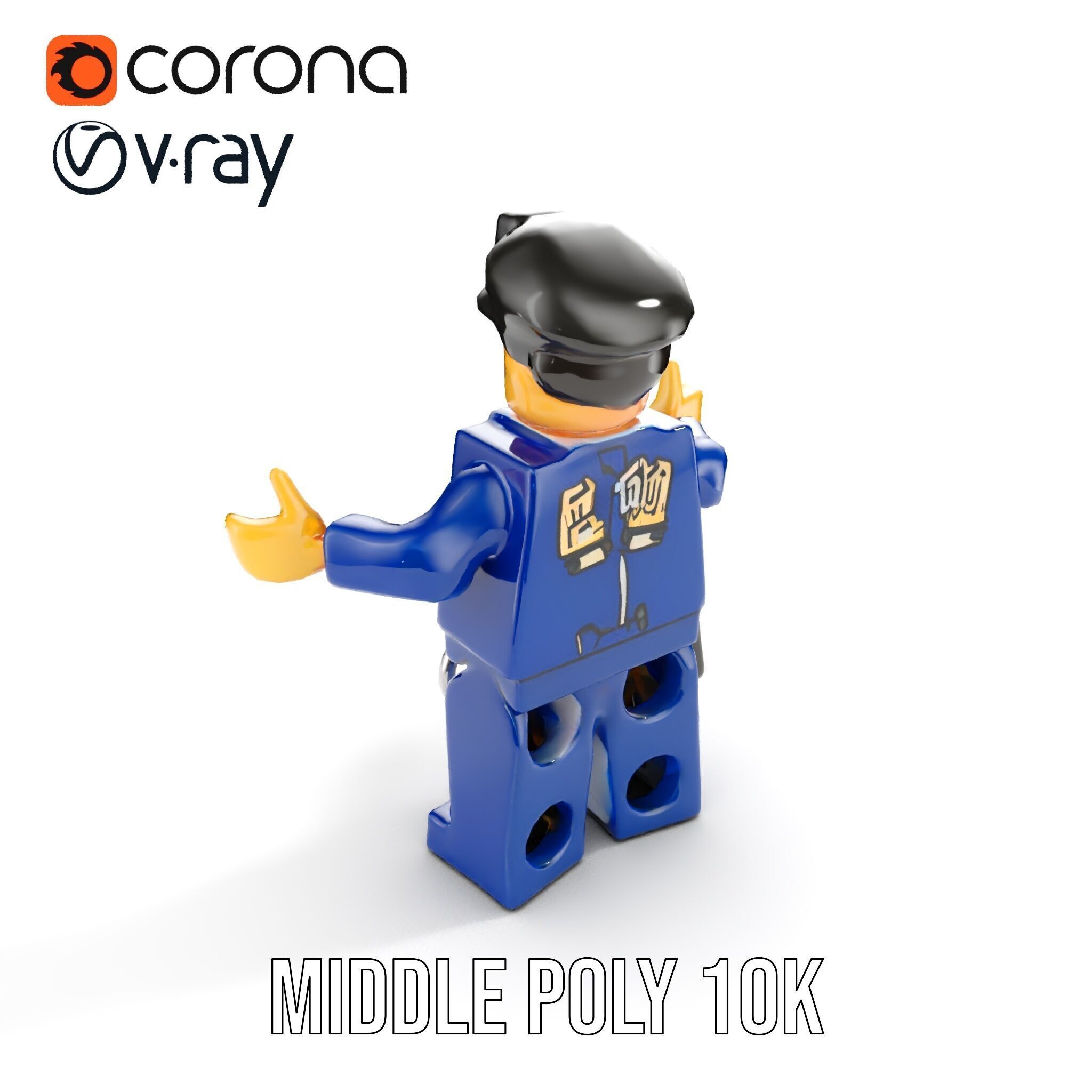 Cartoony Police Officer Rigged and Animated D Character Model Low-poly 3D model_20