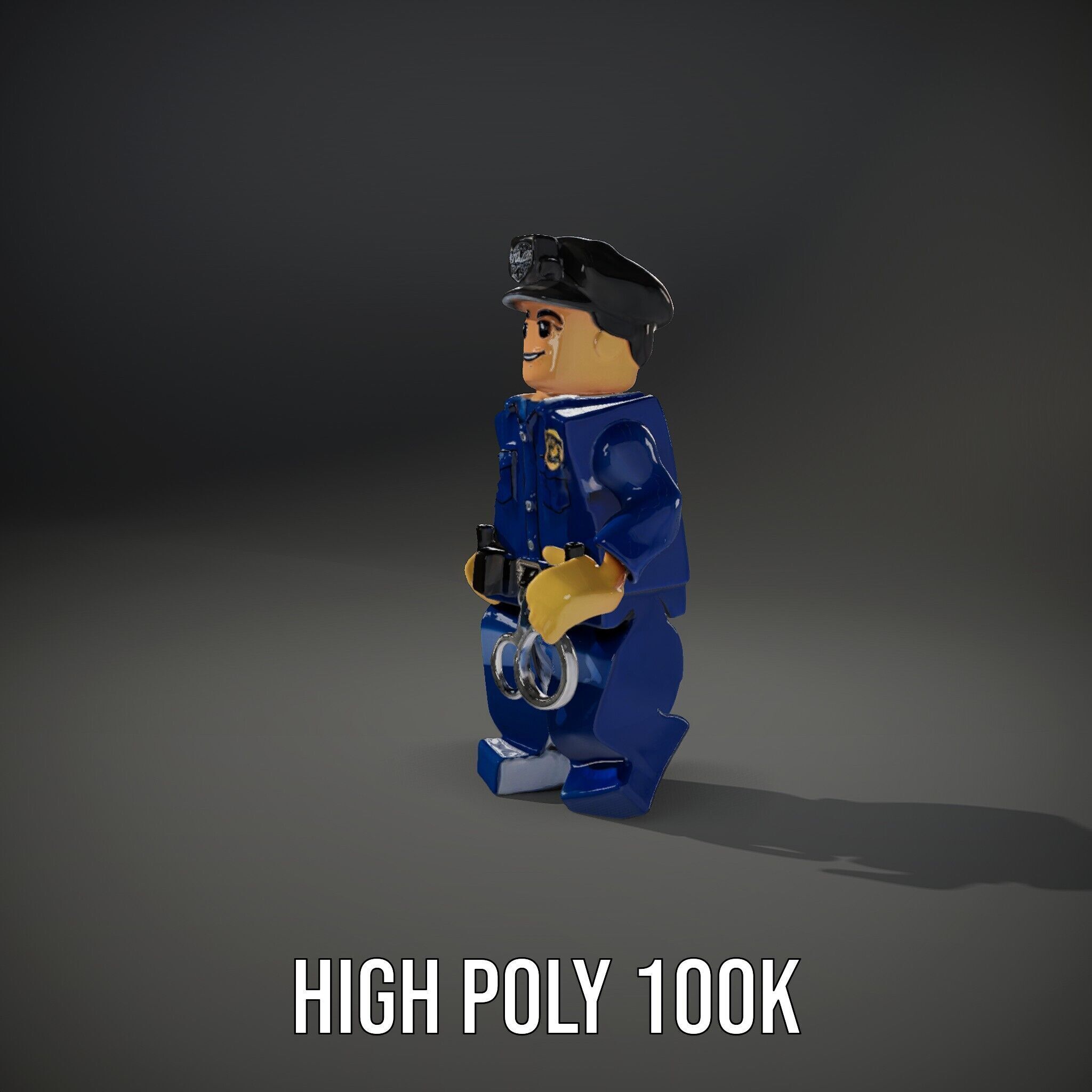 Cartoony Police Officer Rigged and Animated D Character Model Low-poly 3D model_11