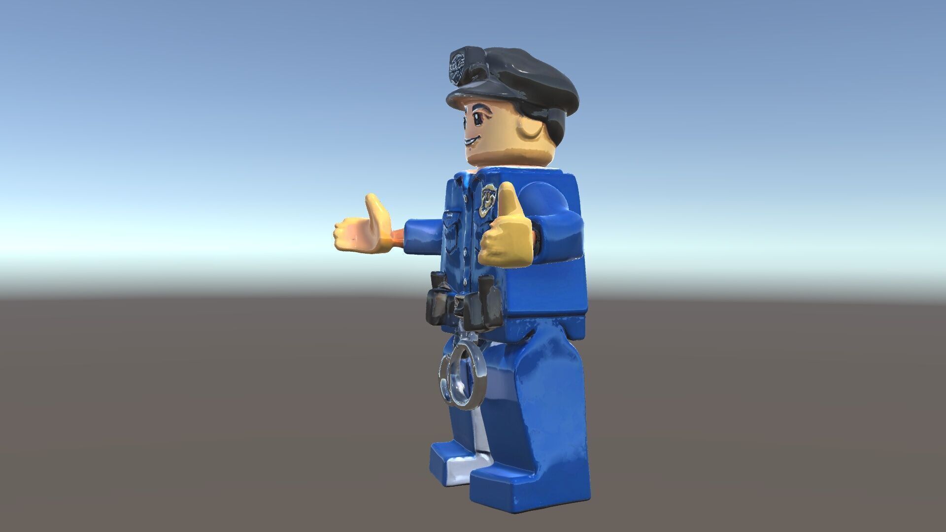 Cartoony Police Officer Rigged and Animated D Character Model Low-poly 3D model_5
