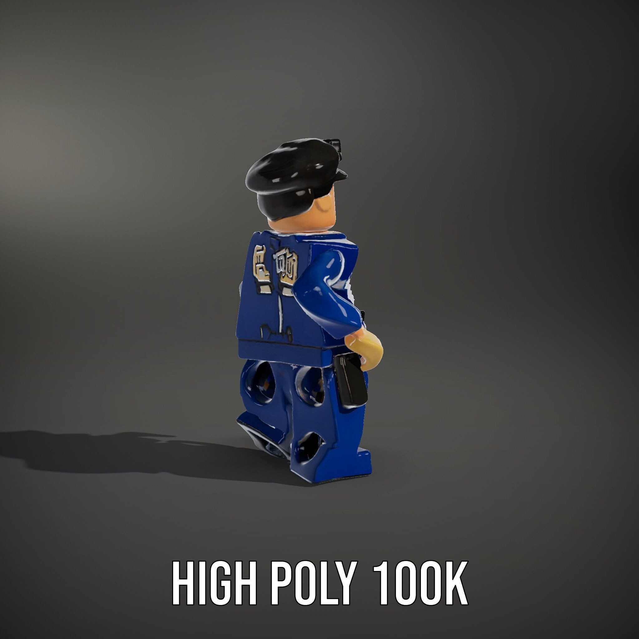 Cartoony Police Officer Rigged and Animated D Character Model Low-poly 3D model_8