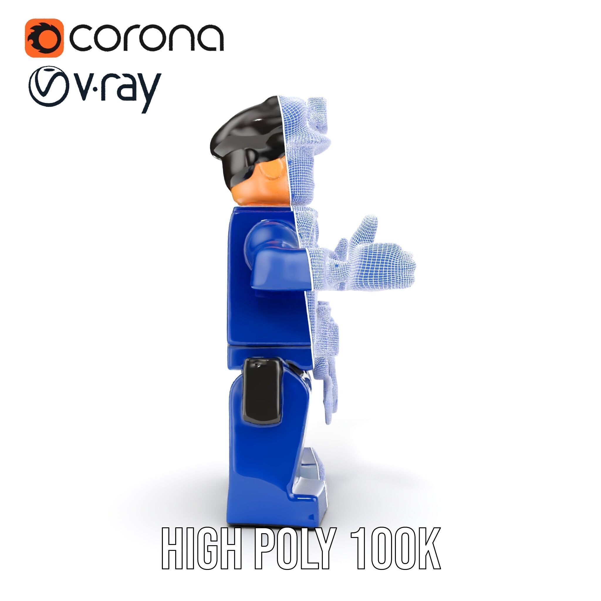 Cartoony Police Officer Rigged and Animated D Character Model Low-poly 3D model_40