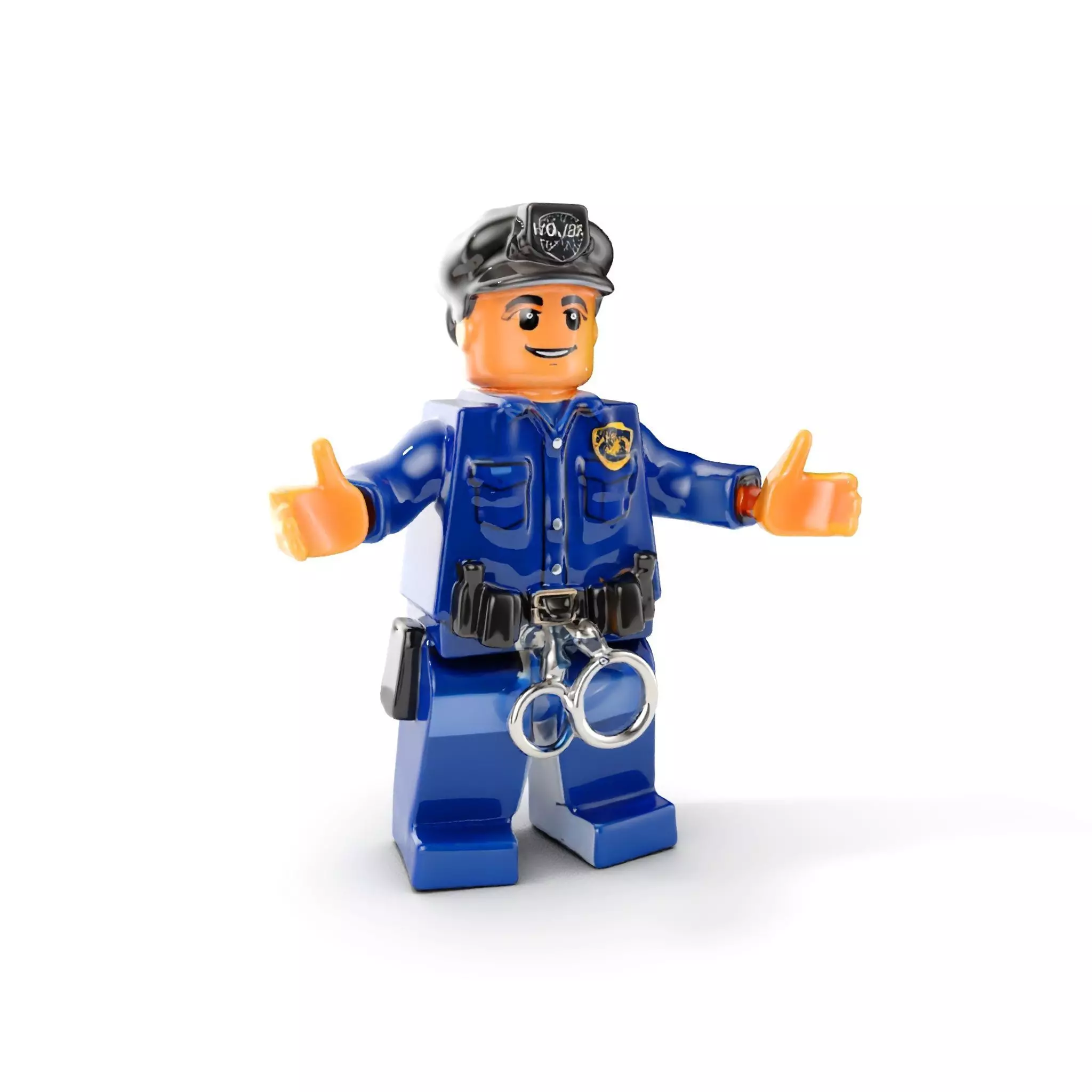 Cartoony Police Officer Rigged and Animated D Character Model Low-poly 3D model_0