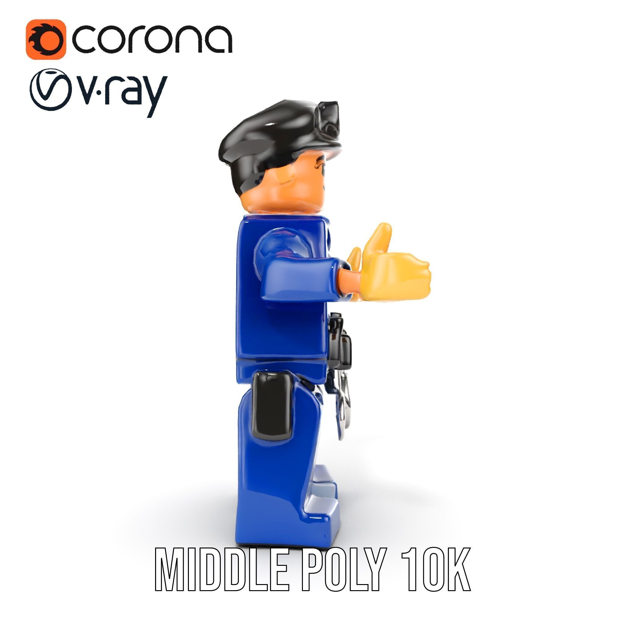 Cartoony Police Officer Rigged and Animated D Character Model Low-poly 3D model_31