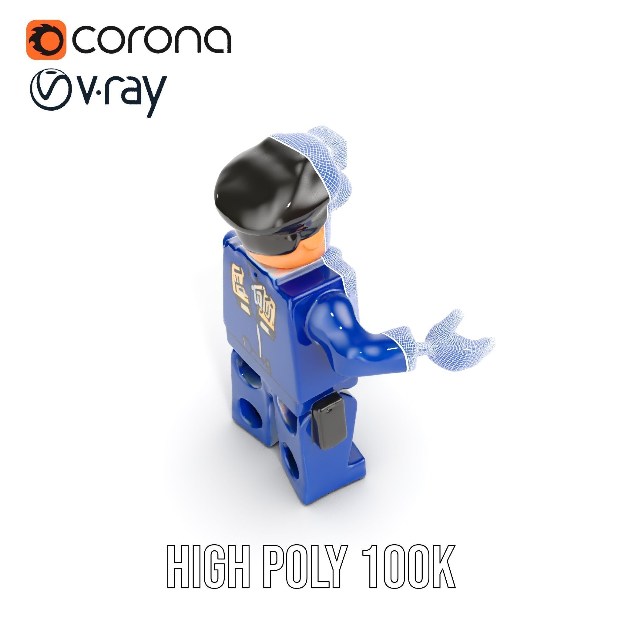 Cartoony Police Officer Rigged and Animated D Character Model Low-poly 3D model_35