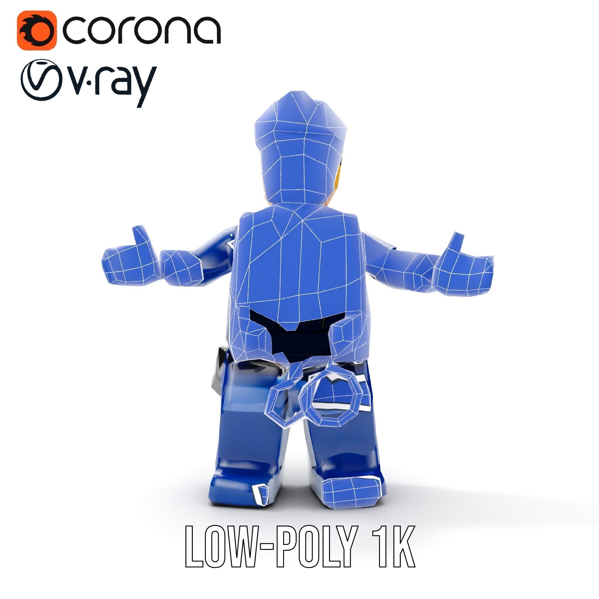 Cartoony Police Officer Rigged and Animated D Character Model Low-poly 3D model_29