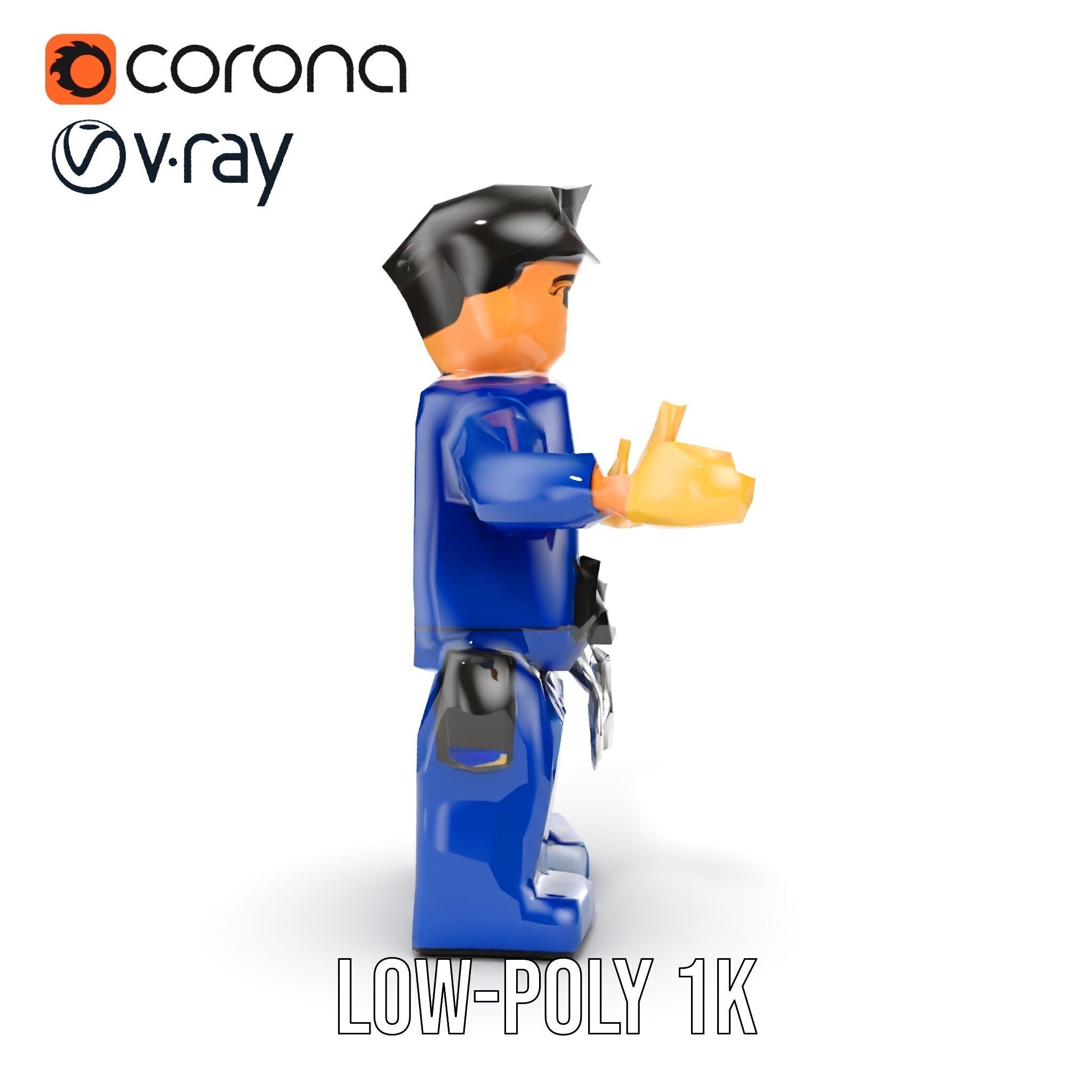 Cartoony Police Officer Rigged and Animated D Character Model Low-poly 3D model_26