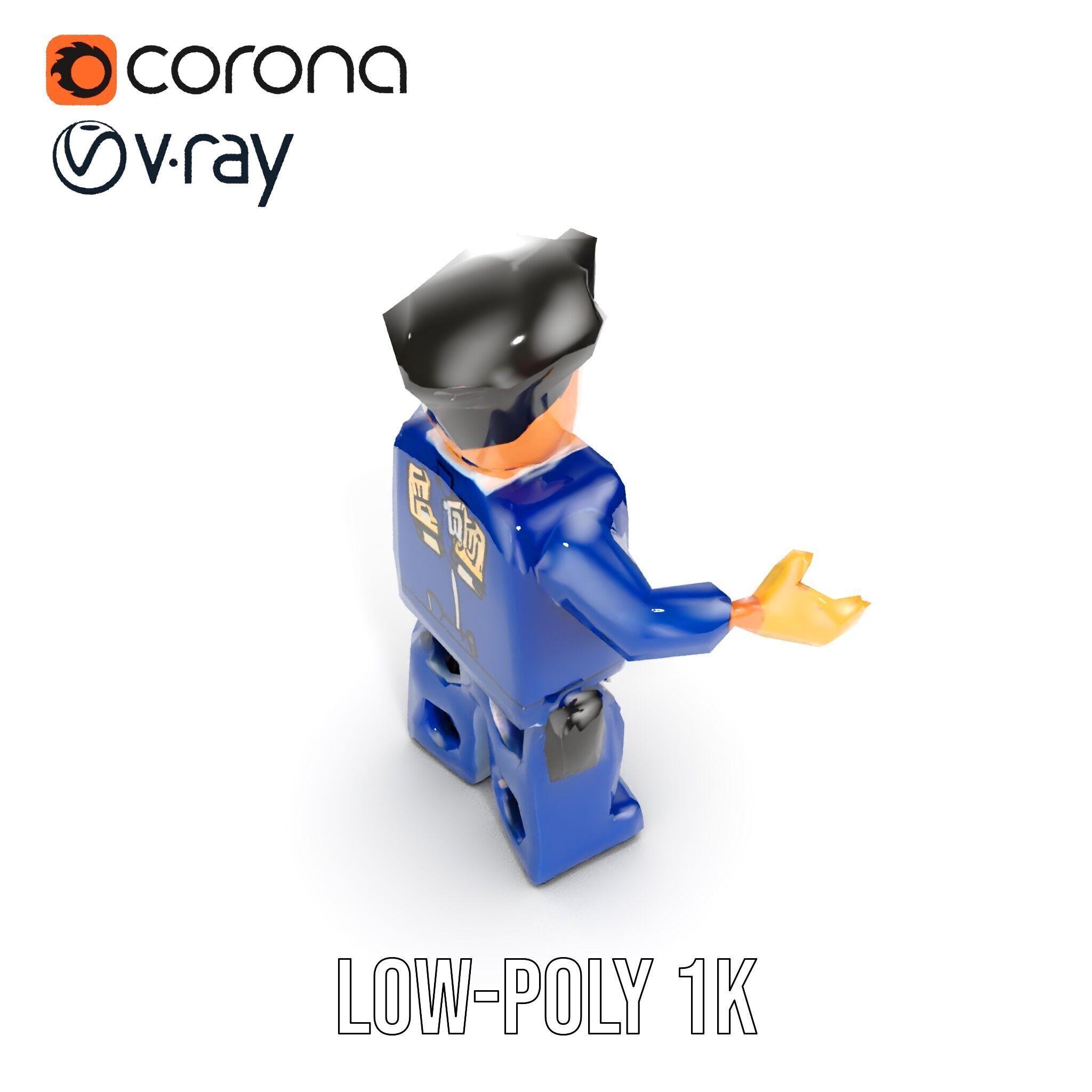 Cartoony Police Officer Rigged and Animated D Character Model Low-poly 3D model_13