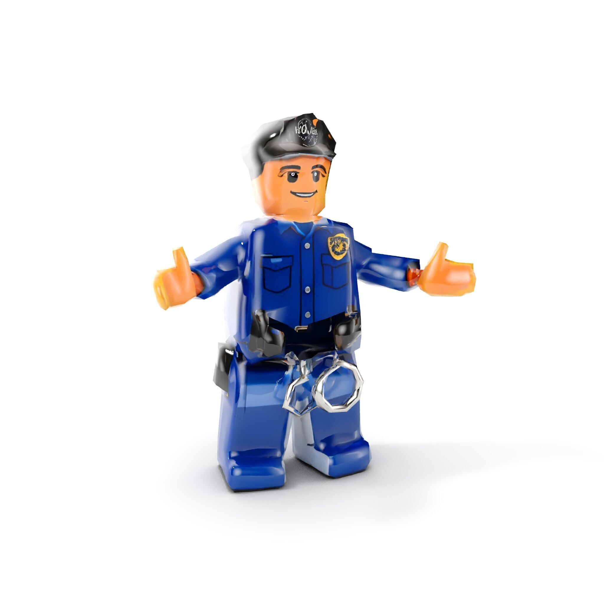 Cartoony Police Officer Rigged and Animated D Character Model Low-poly 3D model_7