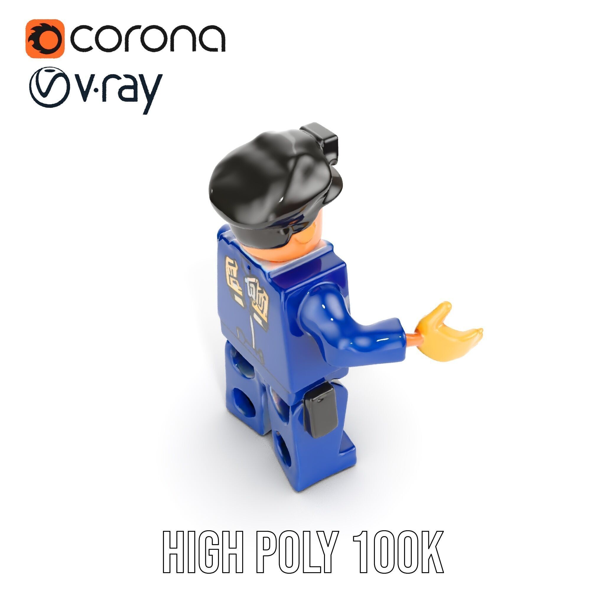 Cartoony Police Officer Rigged and Animated D Character Model Low-poly 3D model_19