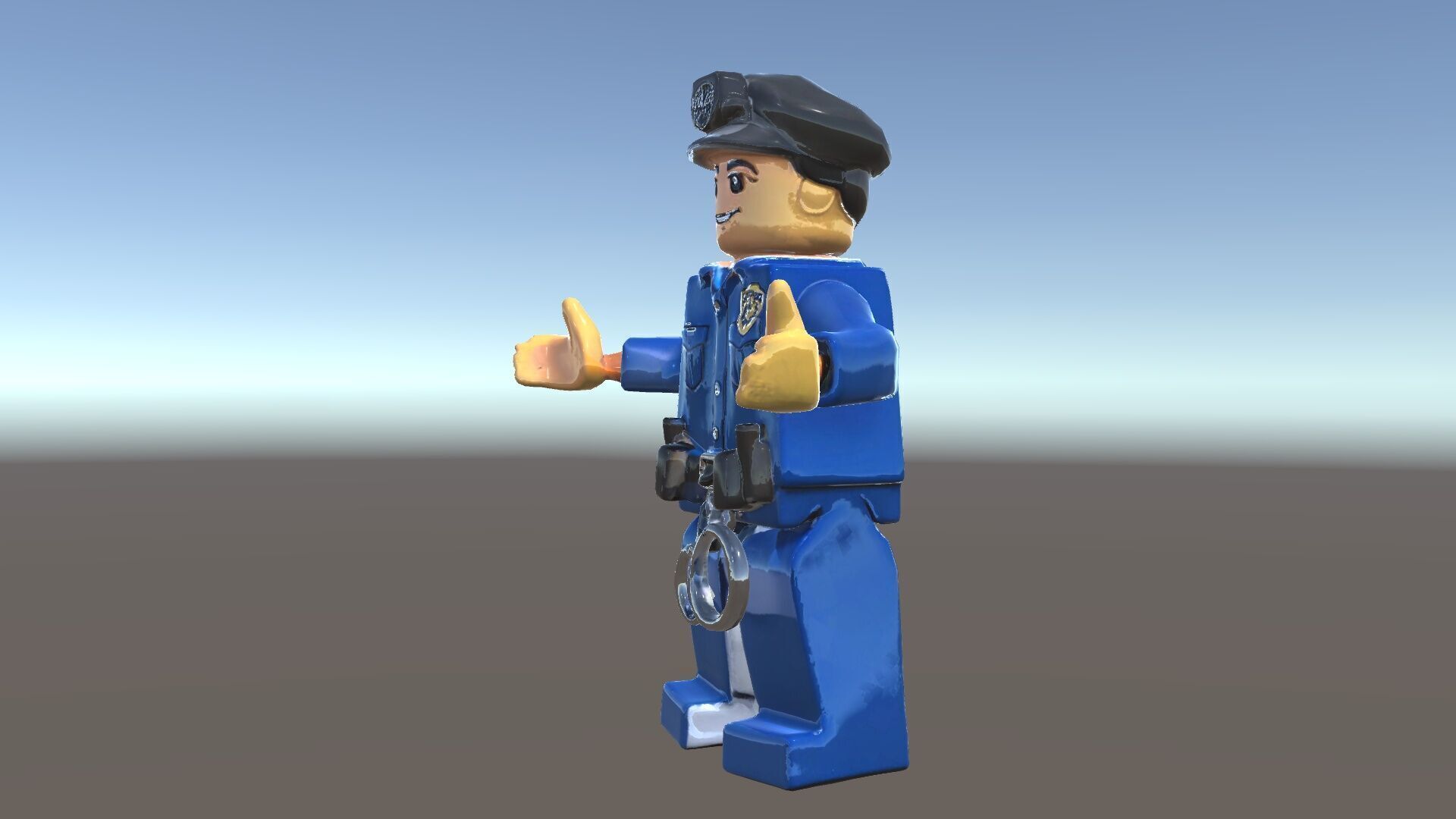 Cartoony Police Officer Rigged and Animated D Character Model Low-poly 3D model_38